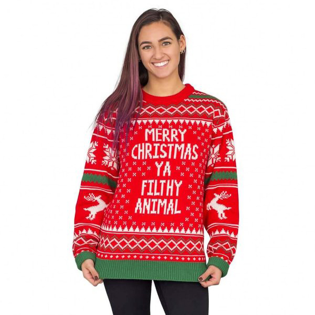 Merry Christmas Ya Filthy Animal Snowflake And Reindeer  Sweater - NovaSmartLinks