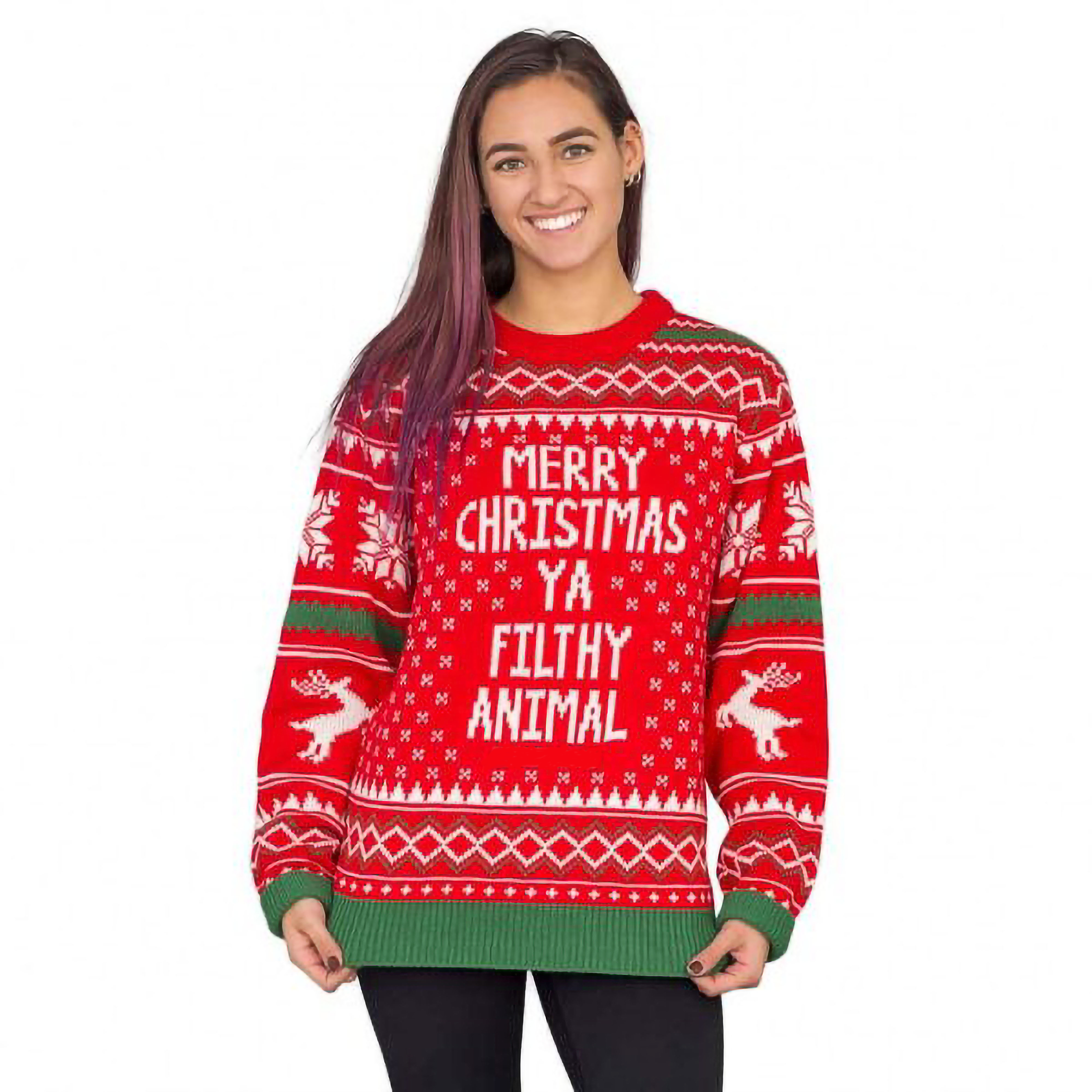 Merry Christmas Ya Filthy Animal Snowflake And Reindeer  Sweater - NovaSmartLinks