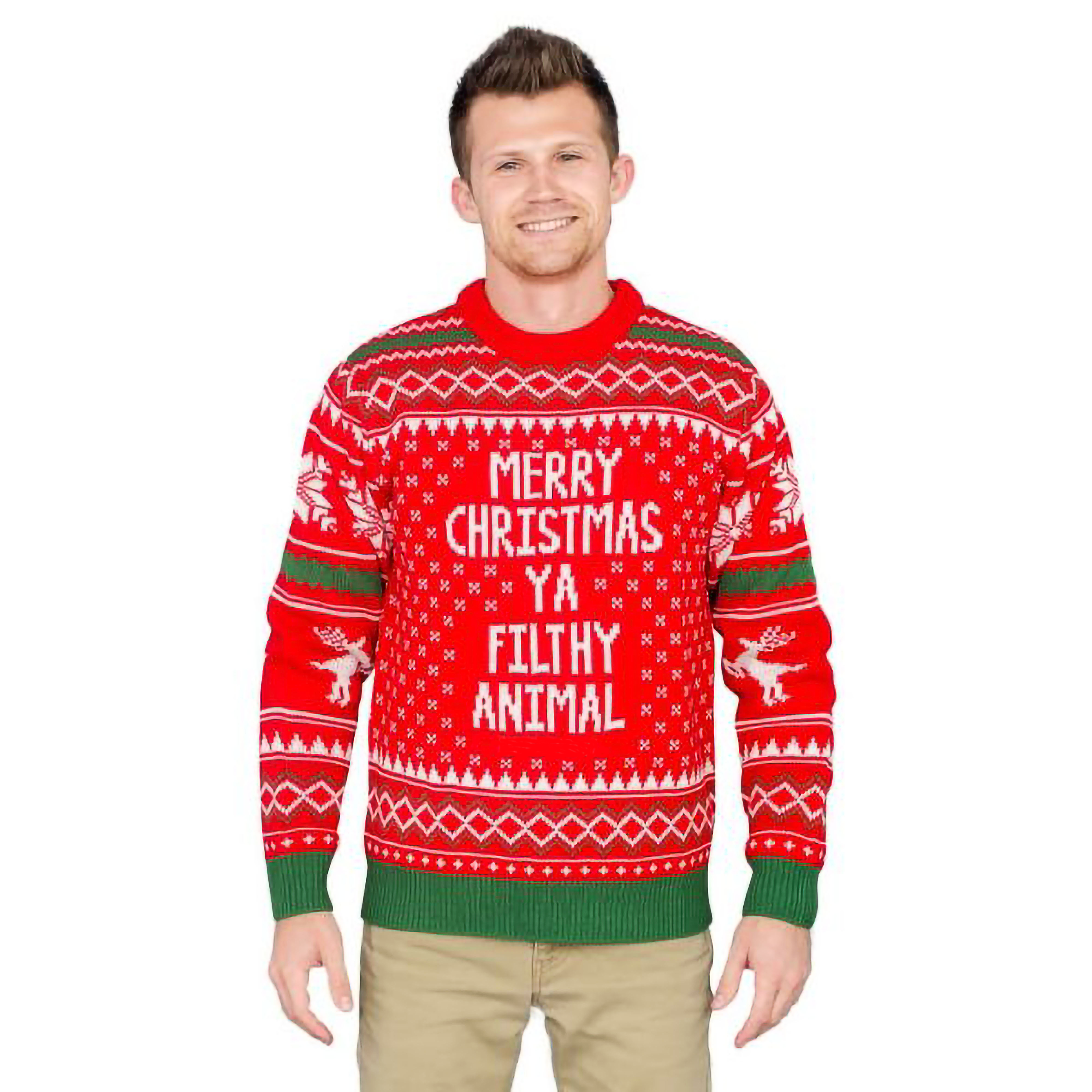 Merry Christmas Ya Filthy Animal Snowflake And Reindeer  Sweater - NovaSmartLinks