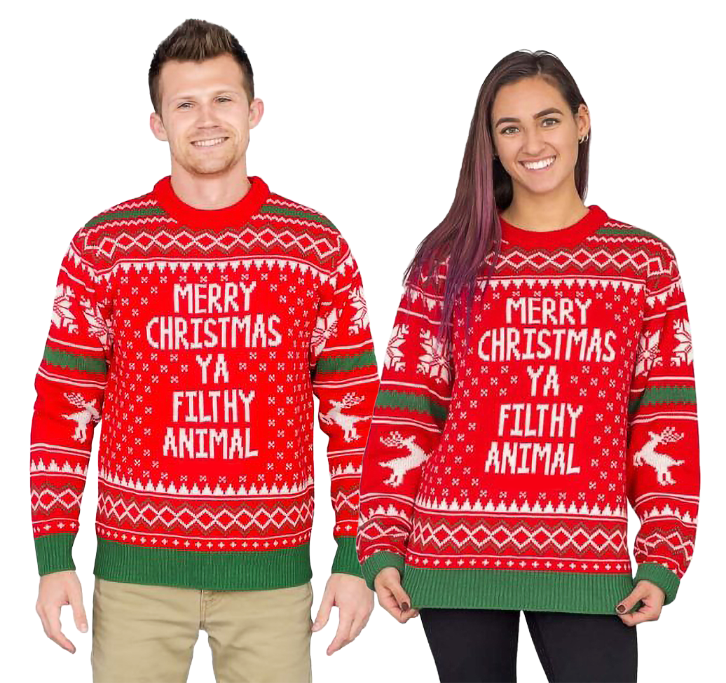 Couple - Merry Christmas Ya Filthy Animal Snowflake And Reindeer  Sweater - NovaSmartLinks