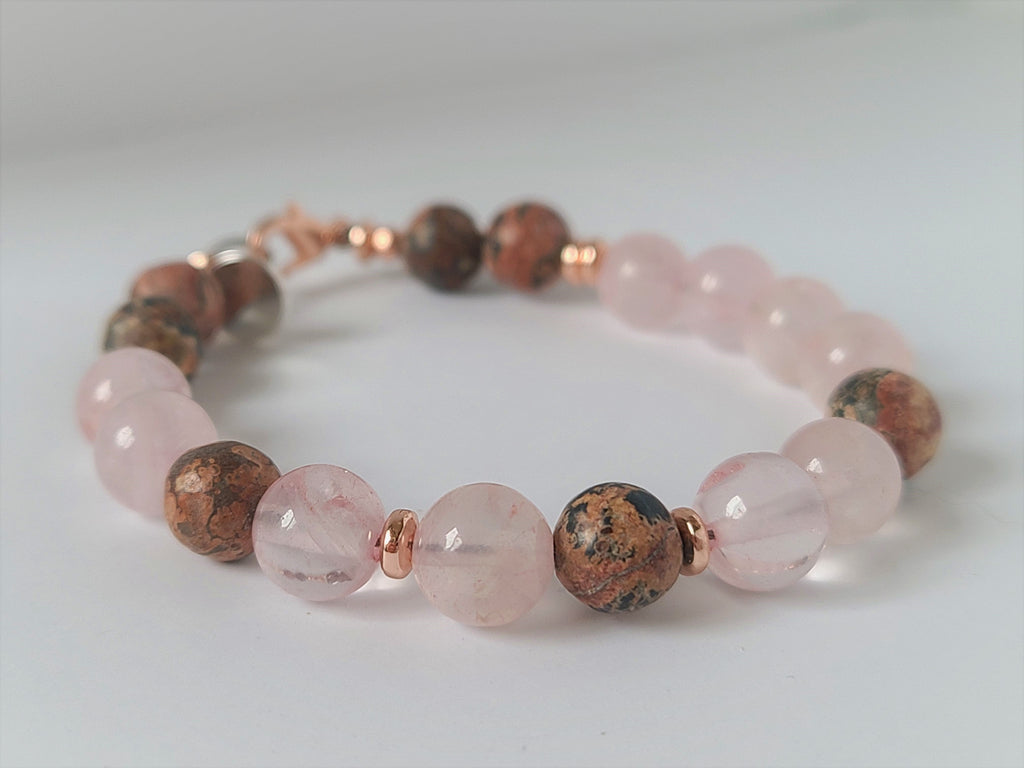 Rose Quartz & Leopard Jasper Bracelet - NovaSmartLinks