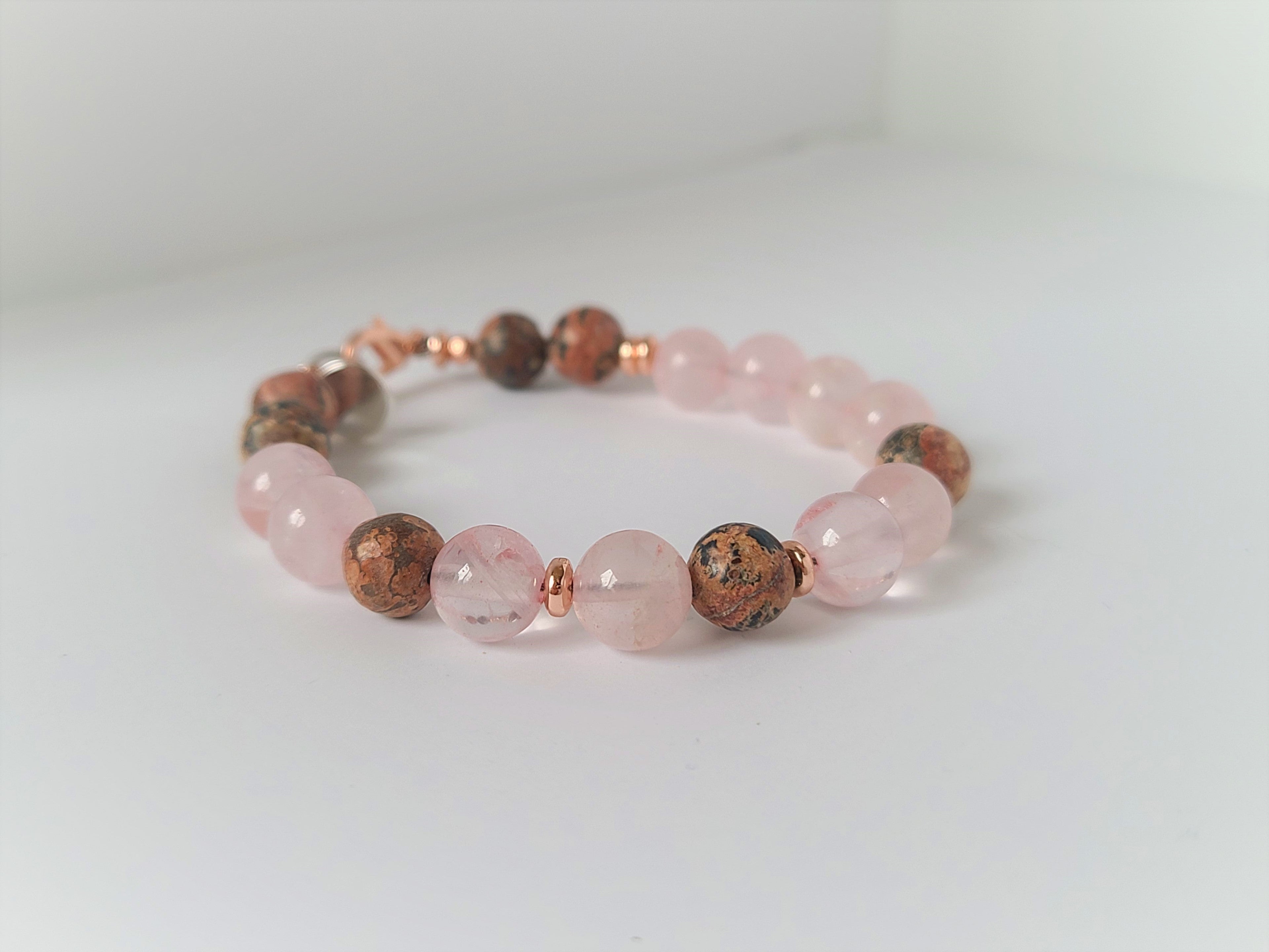 Rose Quartz & Leopard Jasper Bracelet - NovaSmartLinks