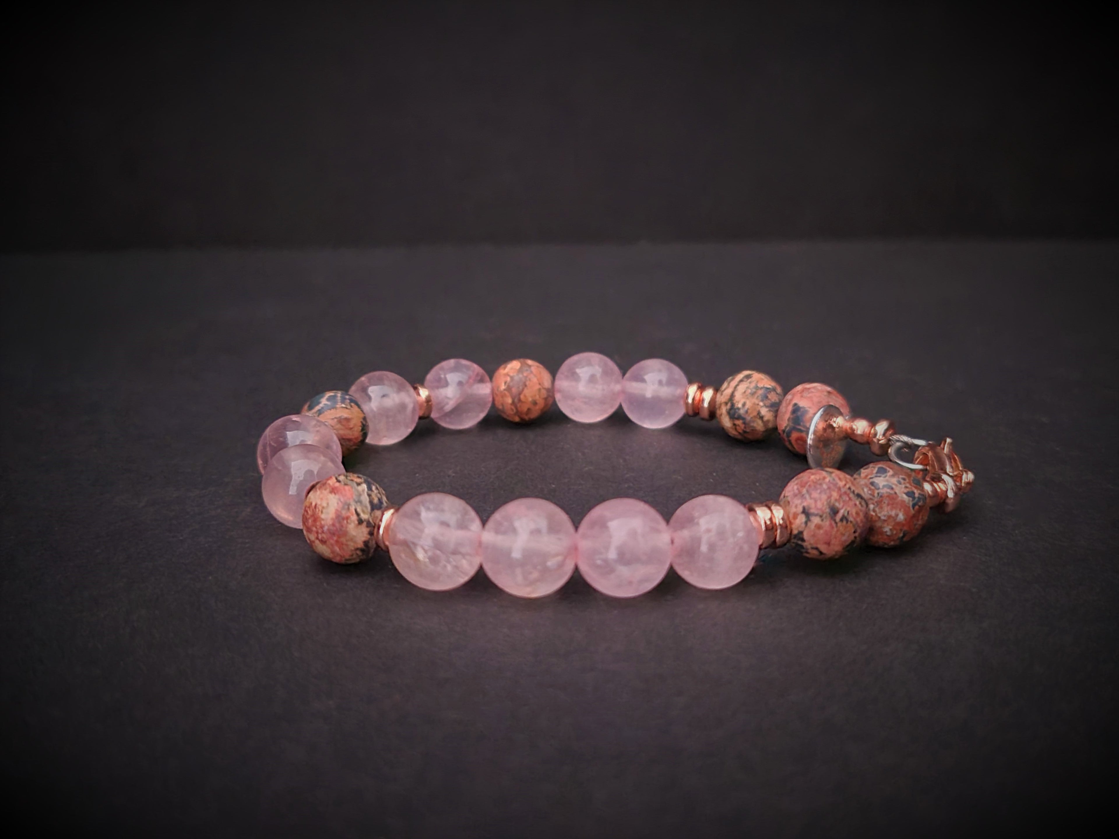 Rose Quartz & Leopard Jasper Bracelet - NovaSmartLinks