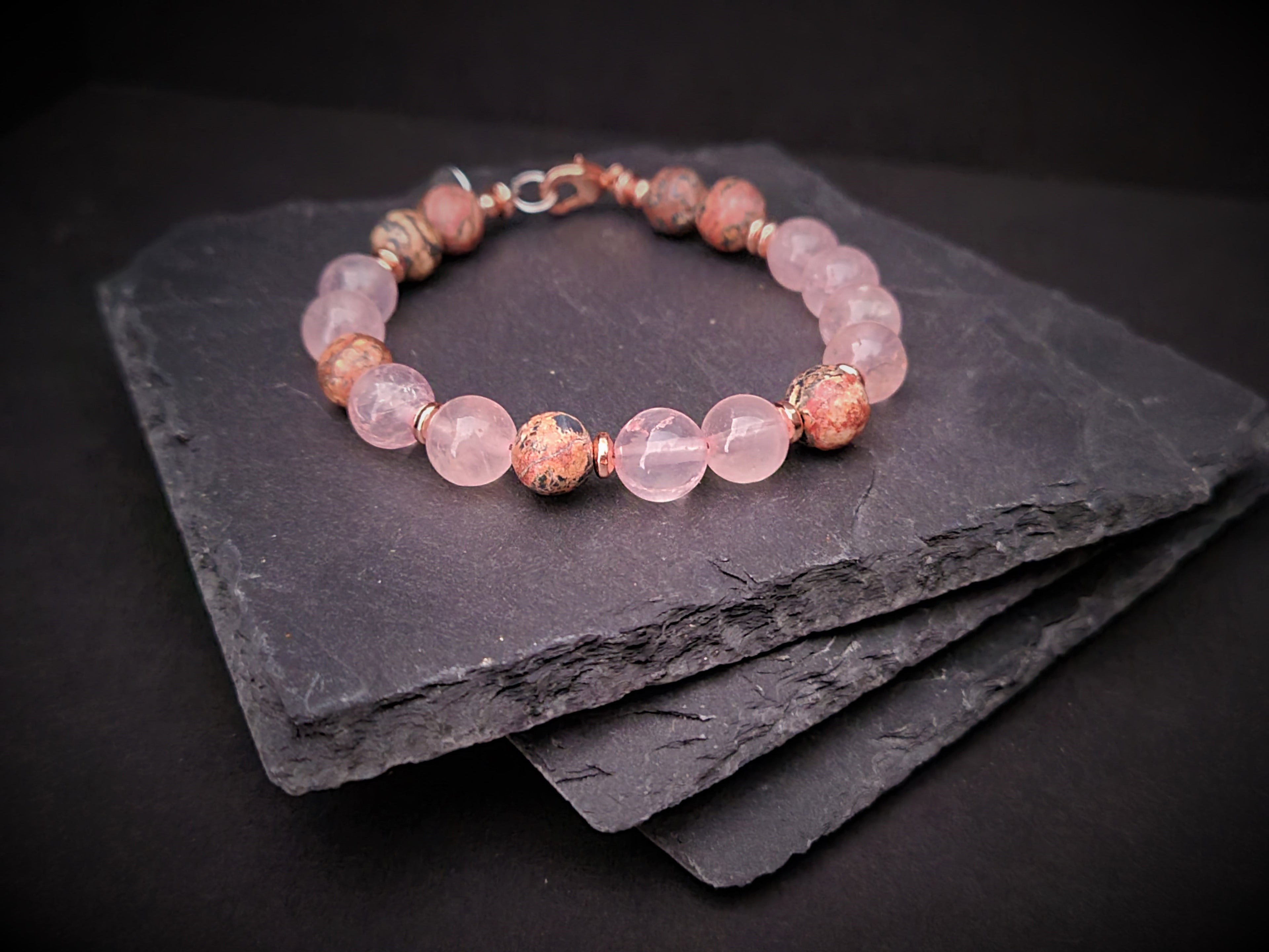 Rose Quartz & Leopard Jasper Bracelet - NovaSmartLinks