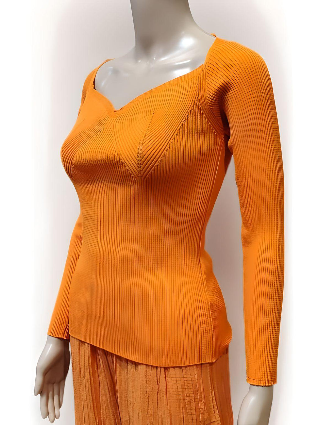 Orange Woven V-Neck Blouse - NovaSmartLinks