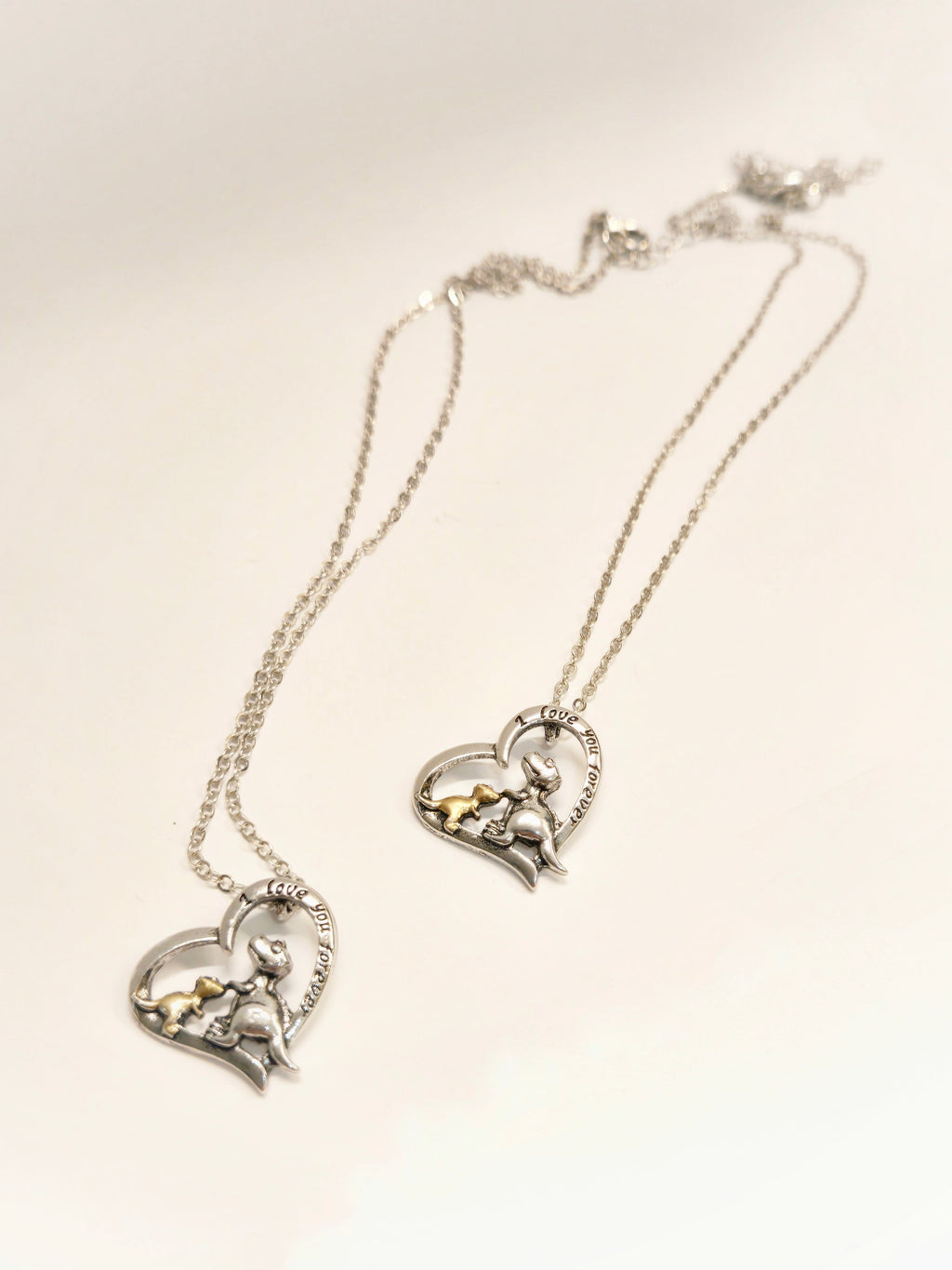 Mom & Daughter Matching Necklaces | I Love You Forever - Mama & Baby Dinosaurs - NovaSmartLinks