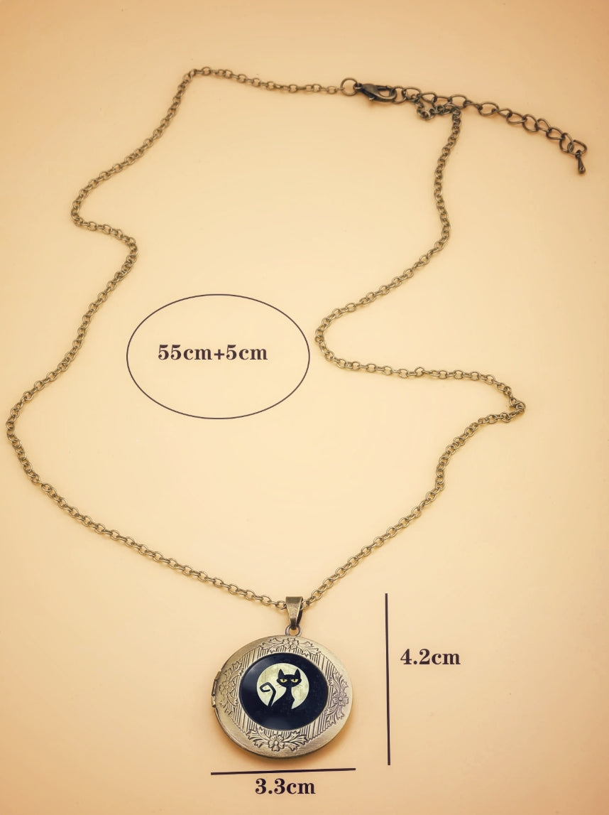 Black Cat Locket Necklace - NovaSmartLinks