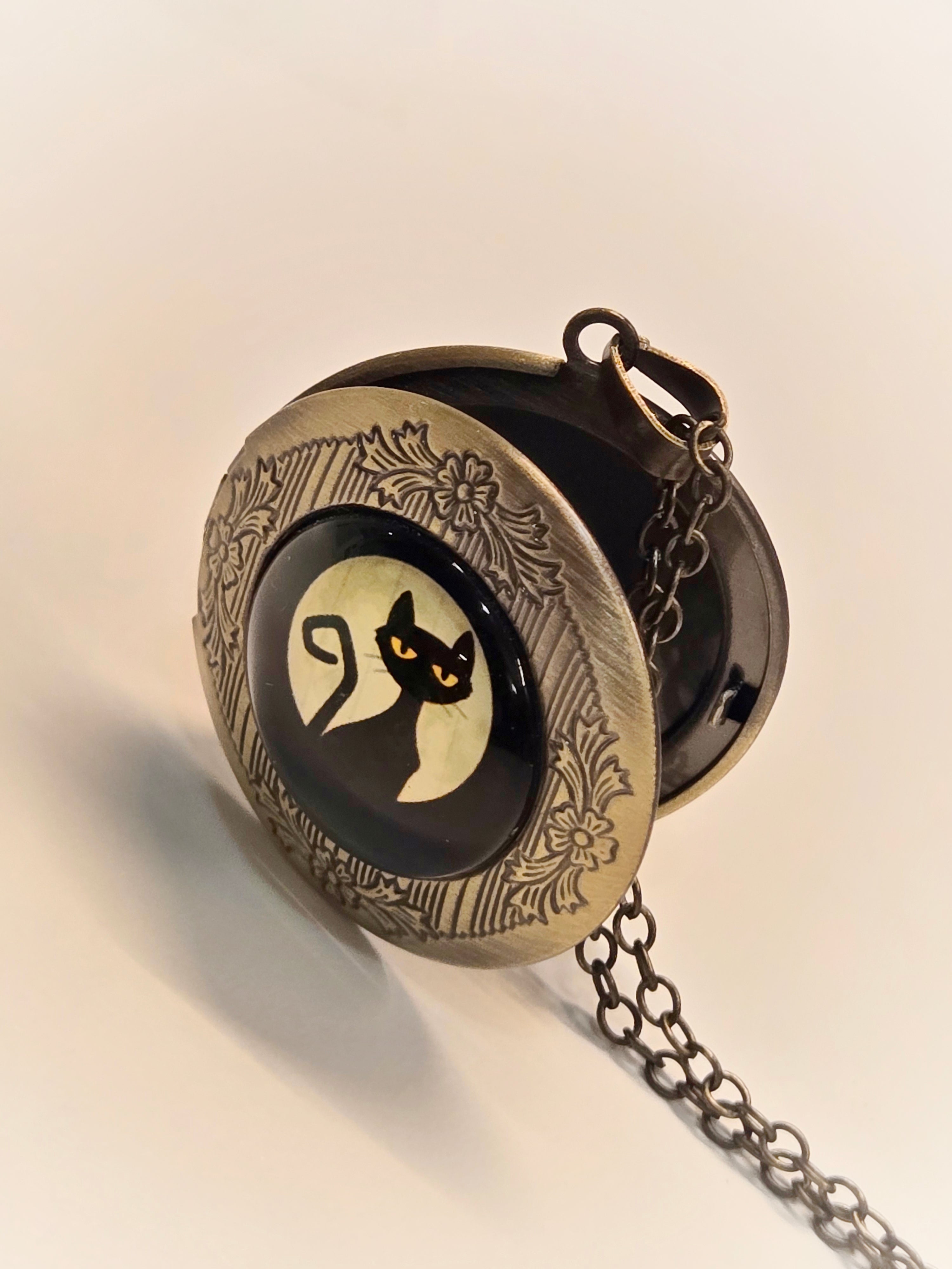 Black Cat Locket Necklace - NovaSmartLinks
