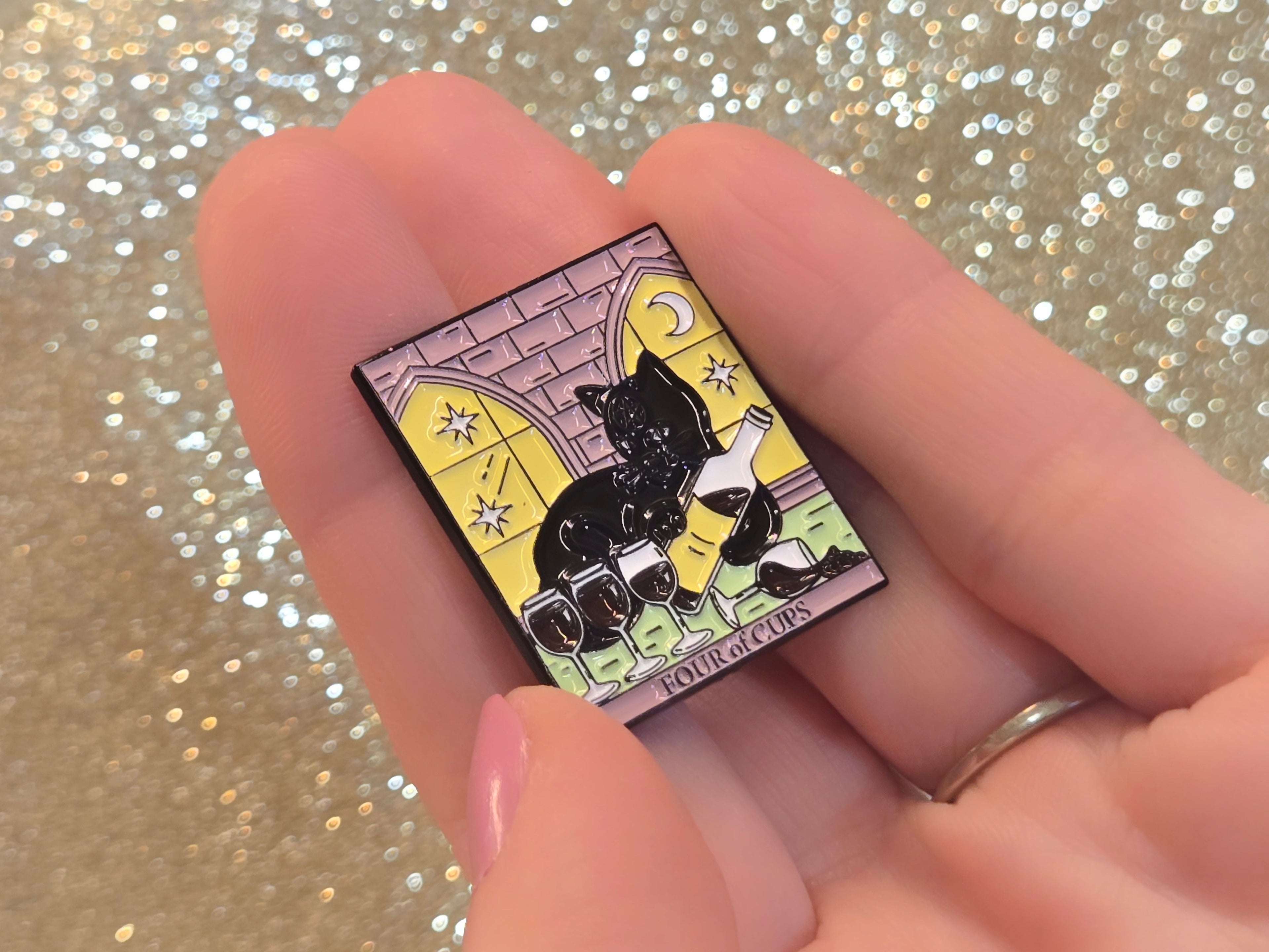 "Four of Cups" Cat Tarot Card | Collectible Pin - NovaSmartLinks