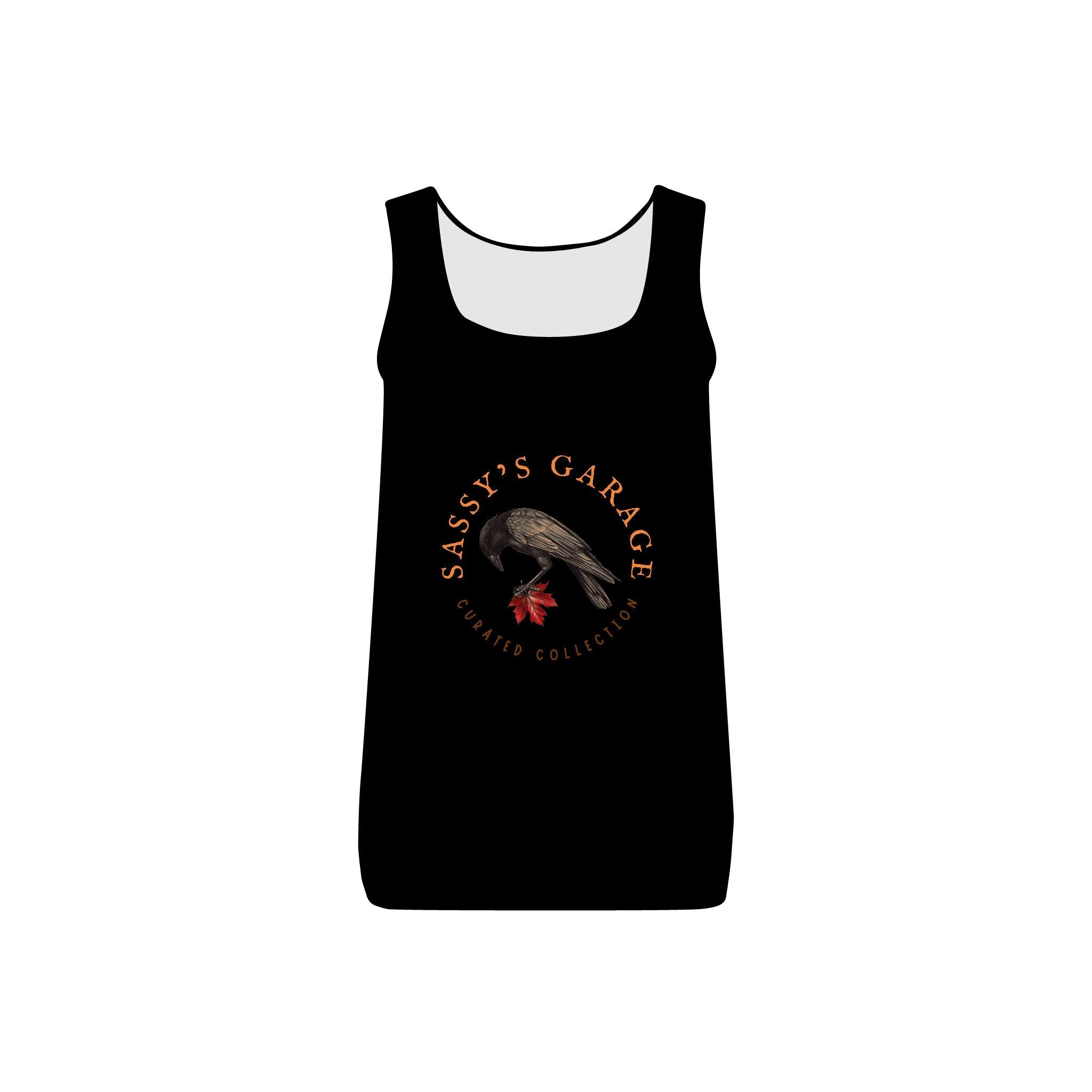 Sassy's Garage Women's Micro Ribbed Tank Top, Casual Summer Wear, Crow Graphic Tee, Trendy Vintage Style - NovaSmartLinks