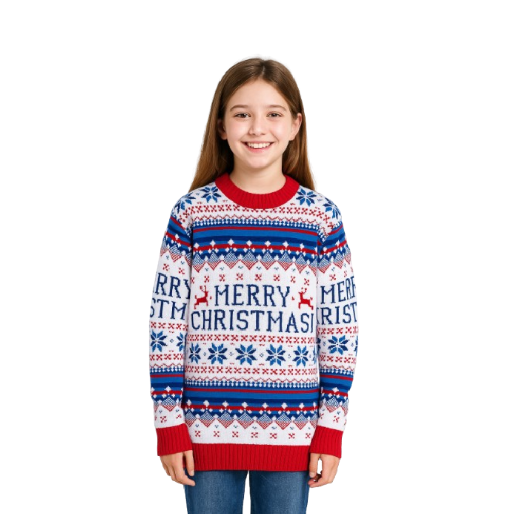 Girl White Merry Christmas Sweater - NovaSmartLinks
