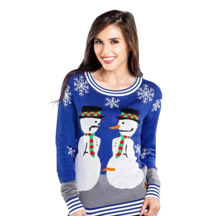 Snowman Nose Thief Blue Christmas Sweater - NovaSmartLinks