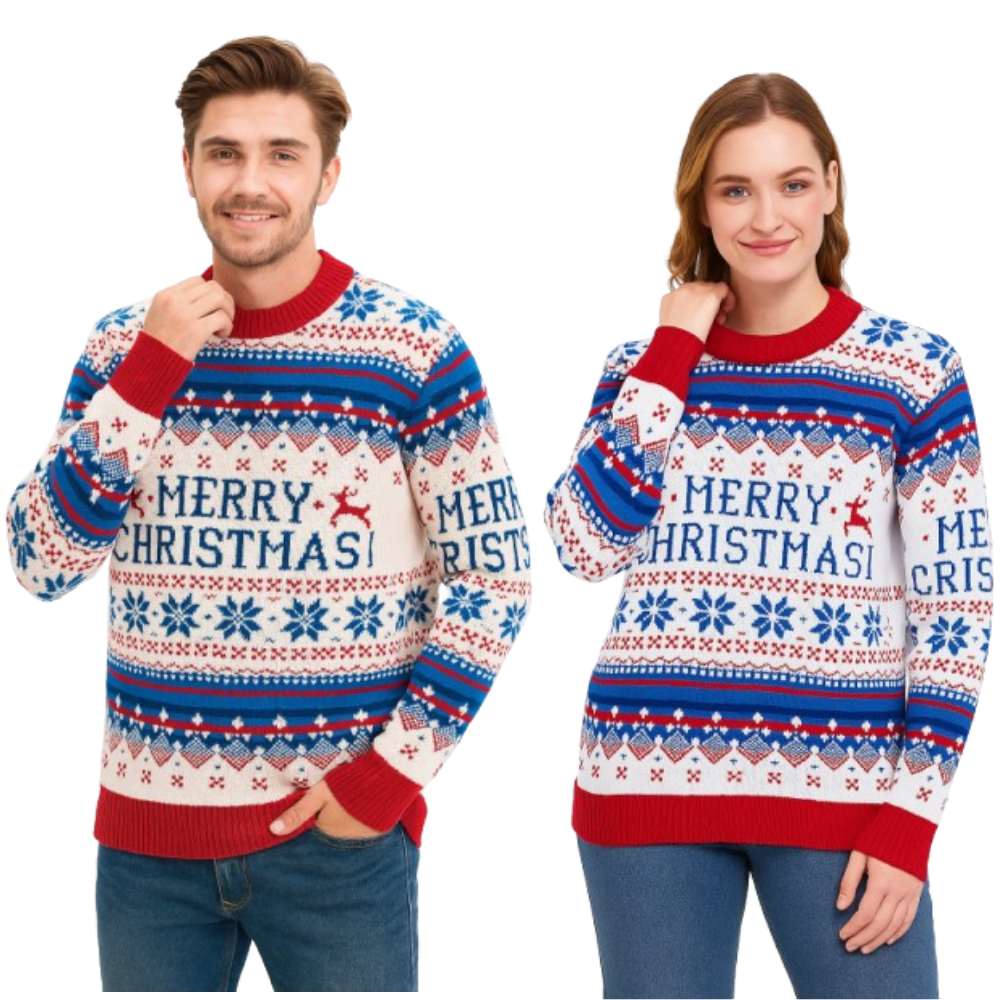 Couple - White Merry Christmas Sweater - NovaSmartLinks