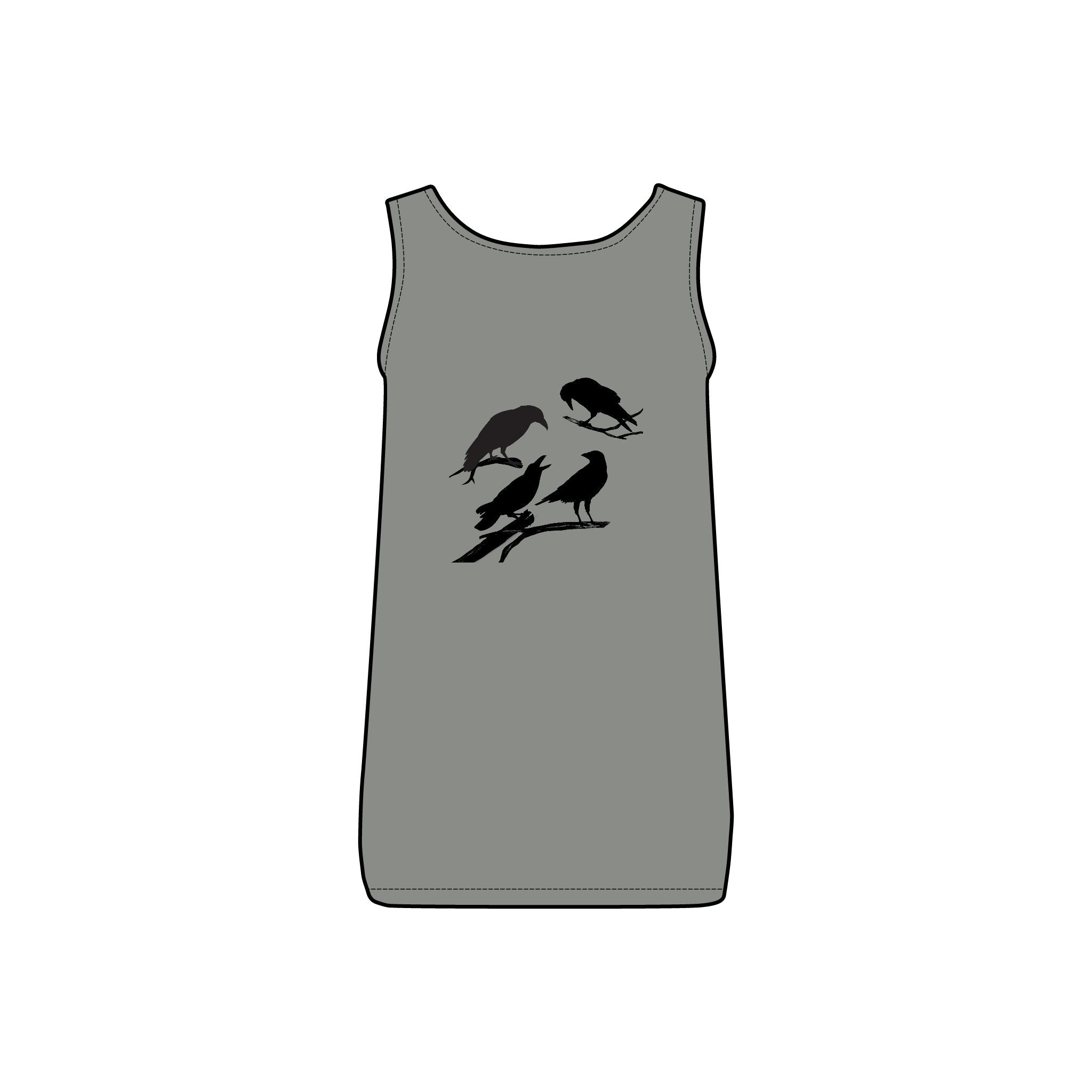 Sassy's Garage Women's Micro Ribbed Tank Top, Casual Summer Wear, Crow Graphic Tee, Trendy Vintage Style - NovaSmartLinks