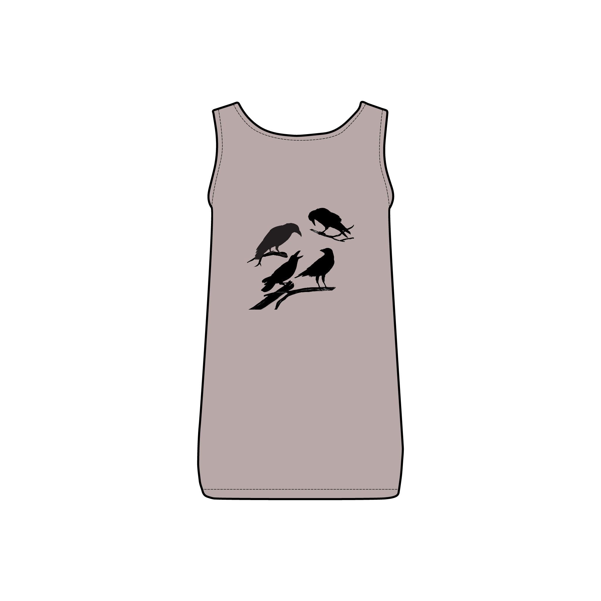 Sassy's Garage Women's Micro Ribbed Tank Top, Casual Summer Wear, Crow Graphic Tee, Trendy Vintage Style - NovaSmartLinks