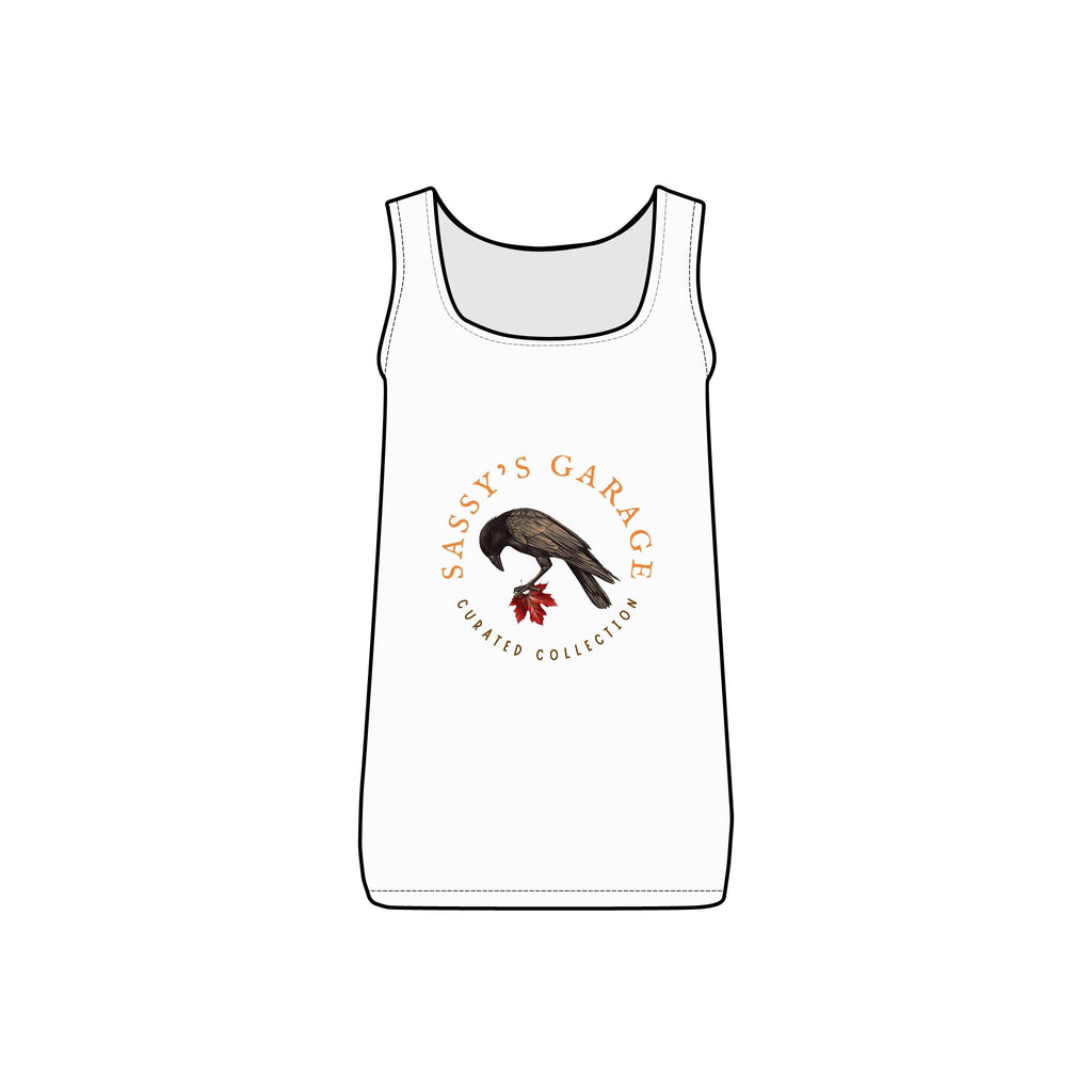 Sassy's Garage Women's Micro Ribbed Tank Top, Casual Summer Wear, Crow Graphic Tee, Trendy Vintage Style - NovaSmartLinks