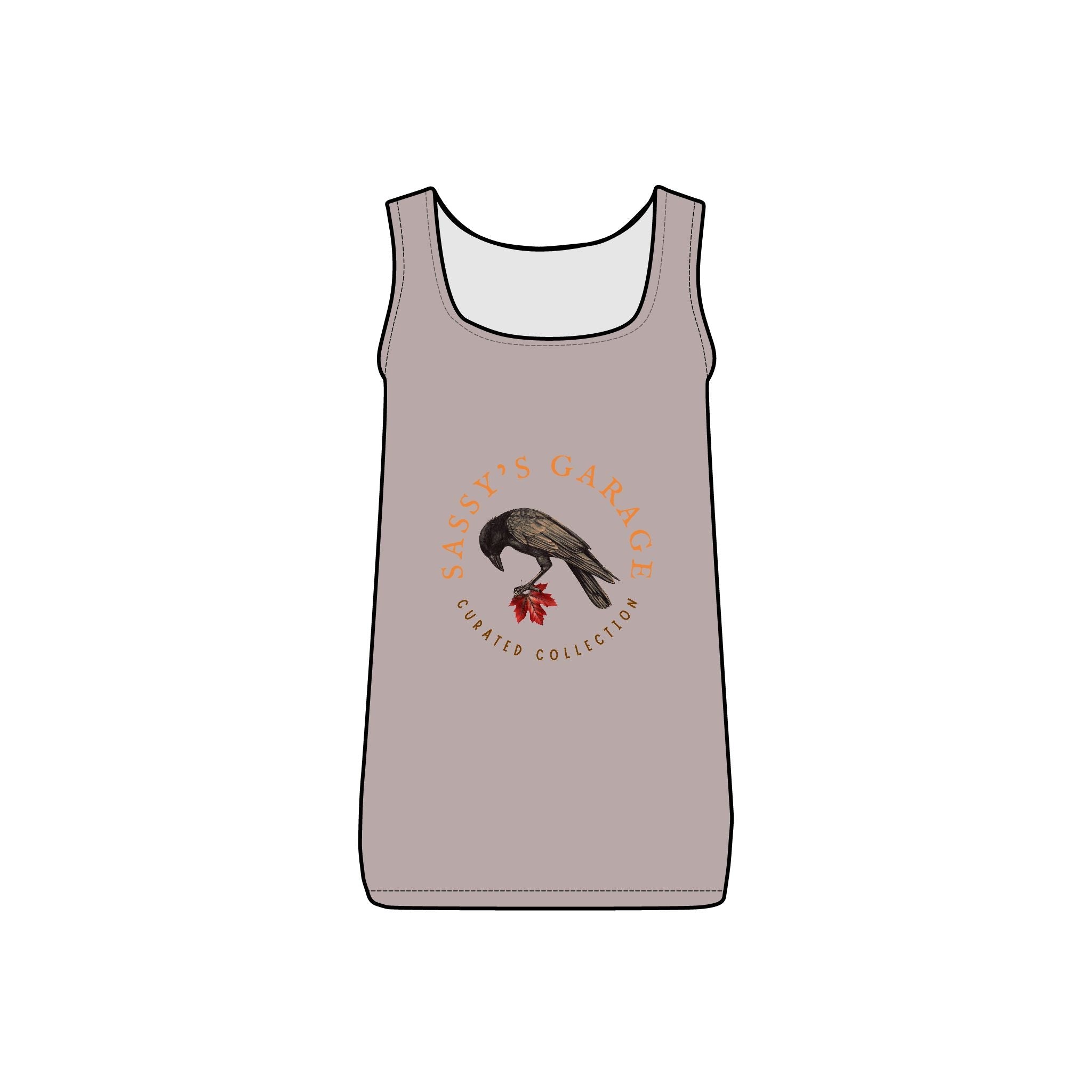 Sassy's Garage Women's Micro Ribbed Tank Top, Casual Summer Wear, Crow Graphic Tee, Trendy Vintage Style - NovaSmartLinks