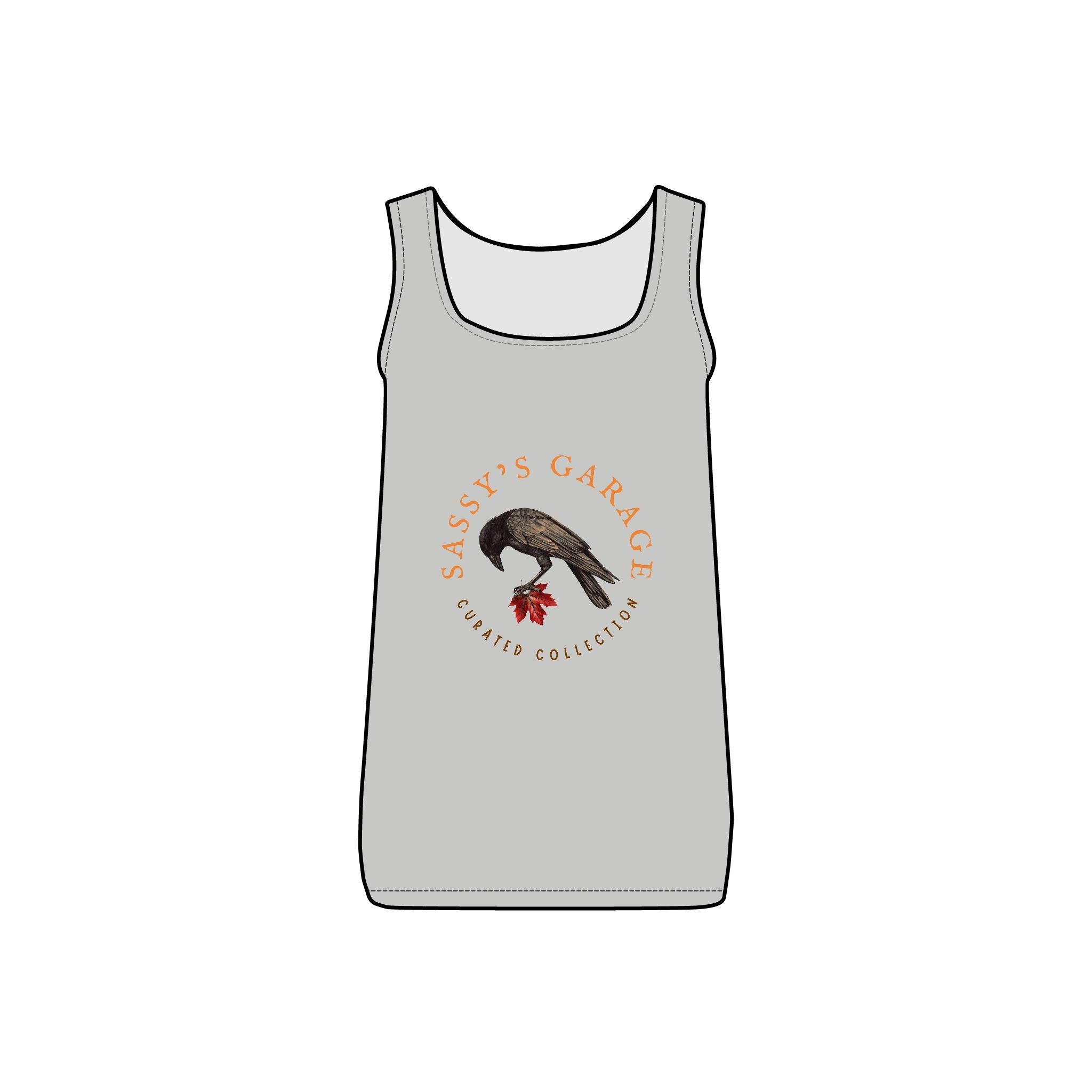 Sassy's Garage Women's Micro Ribbed Tank Top, Casual Summer Wear, Crow Graphic Tee, Trendy Vintage Style - NovaSmartLinks
