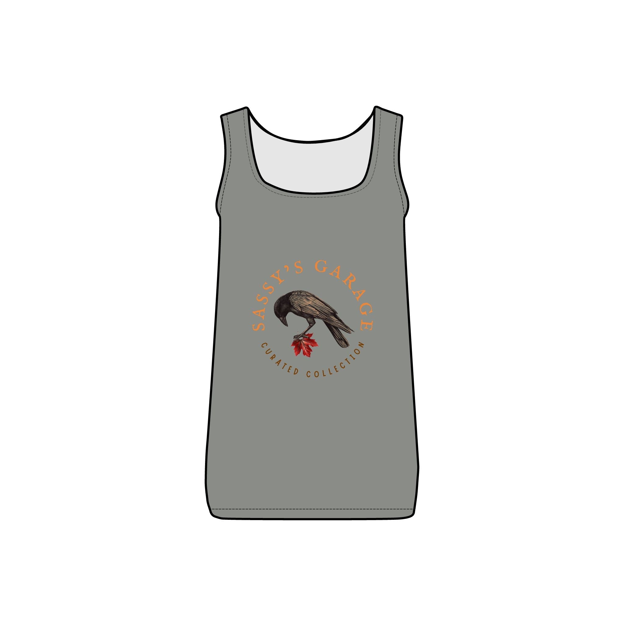 Sassy's Garage Women's Micro Ribbed Tank Top, Casual Summer Wear, Crow Graphic Tee, Trendy Vintage Style - NovaSmartLinks