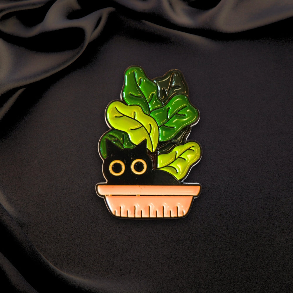 Black Cat in Plant Pot | Collectible Pin - NovaSmartLinks
