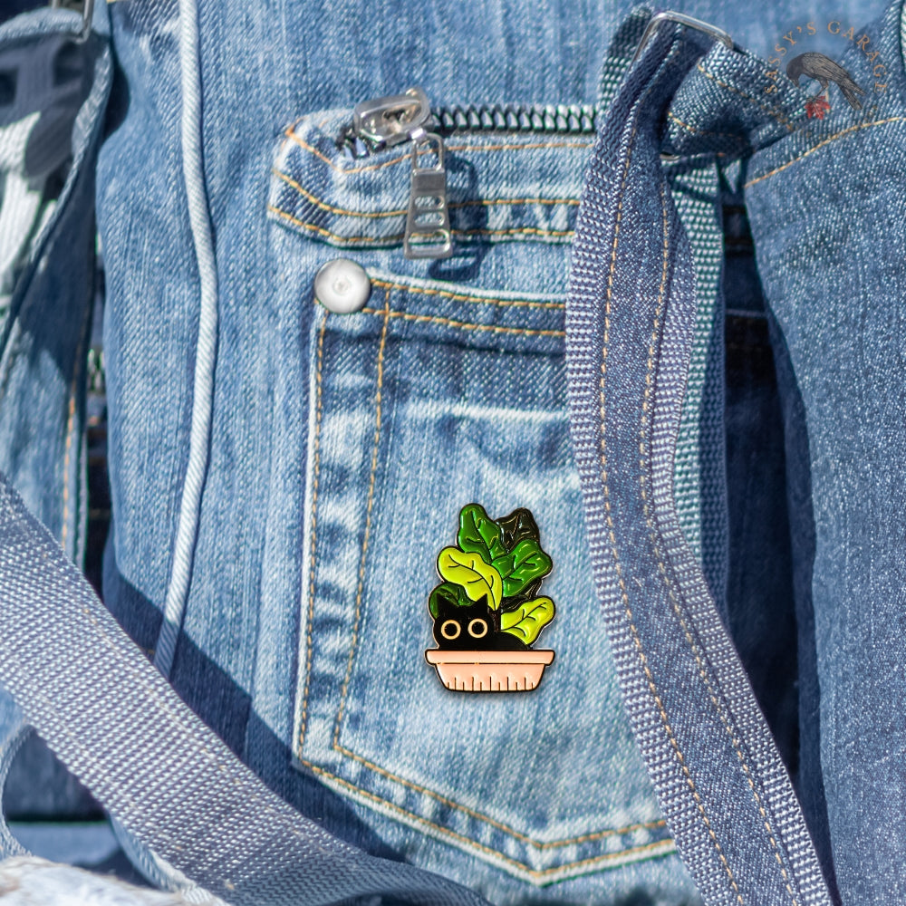 Black Cat in Plant Pot | Collectible Pin - NovaSmartLinks