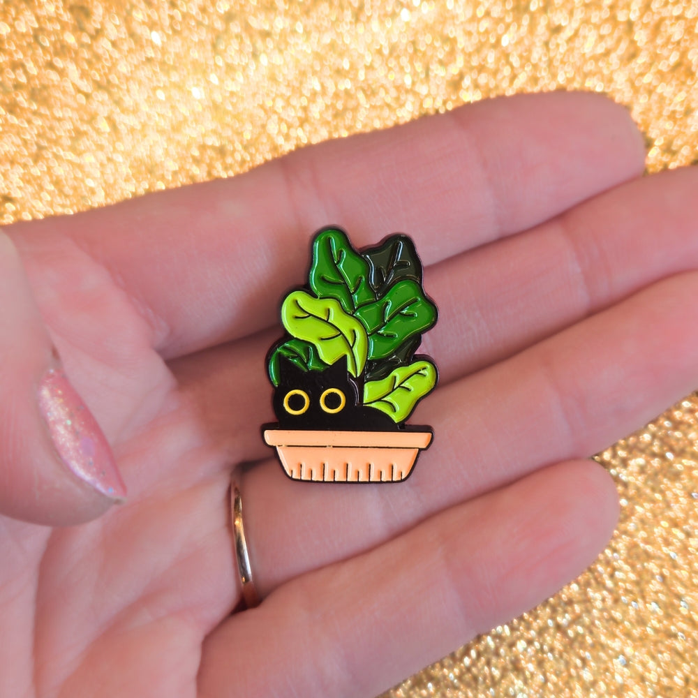 Black Cat in Plant Pot | Collectible Pin - NovaSmartLinks