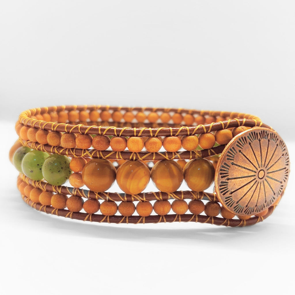 Canadian Jade & Sandalwood Cuff Bracelet - NovaSmartLinks