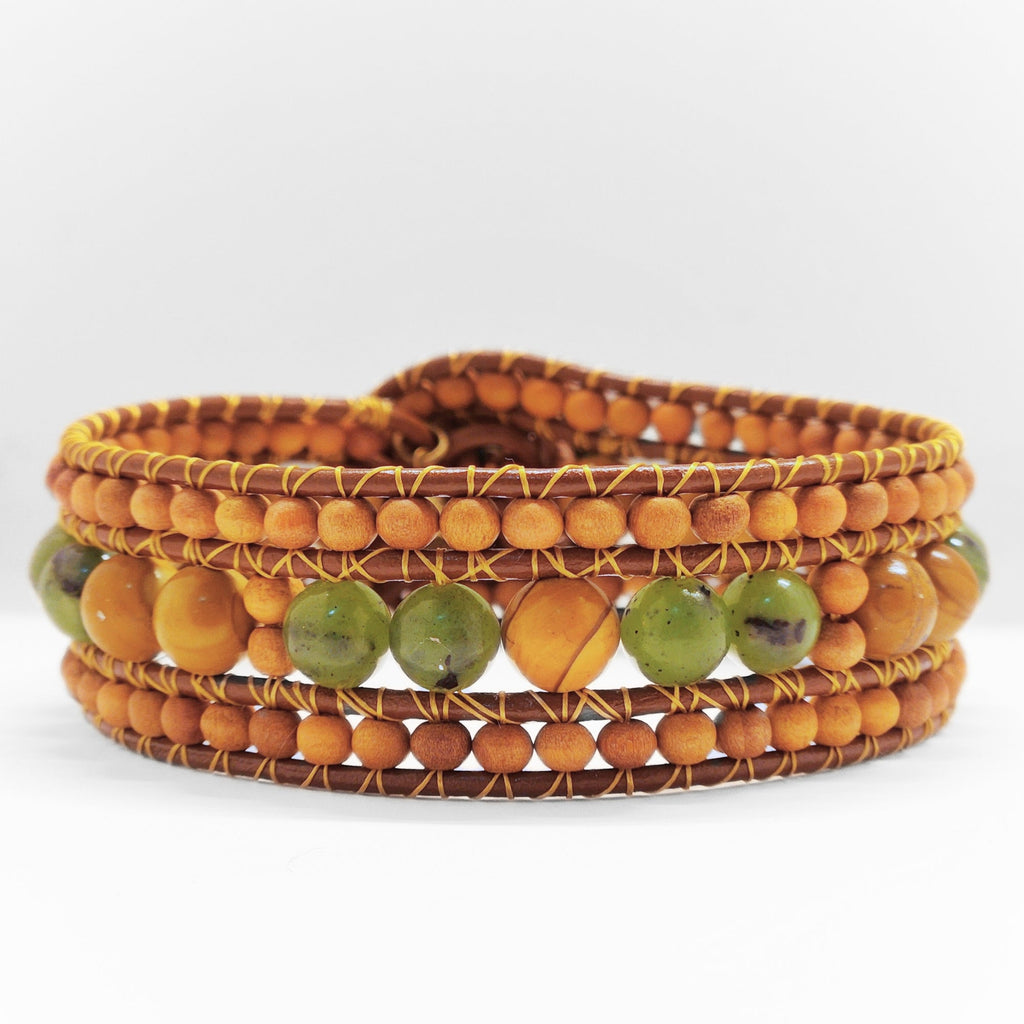 Canadian Jade & Sandalwood Cuff Bracelet - NovaSmartLinks