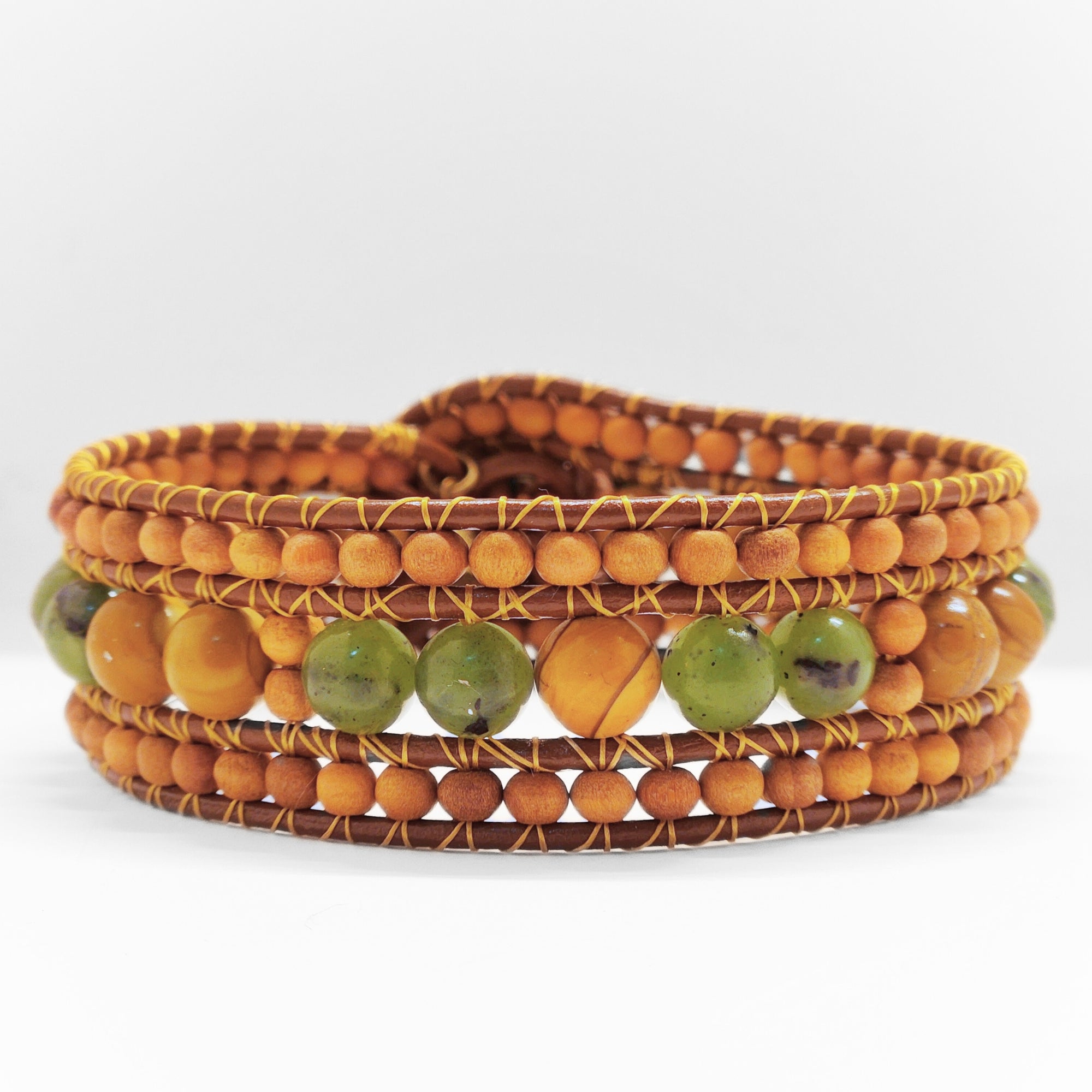 Canadian Jade & Sandalwood Cuff Bracelet - NovaSmartLinks