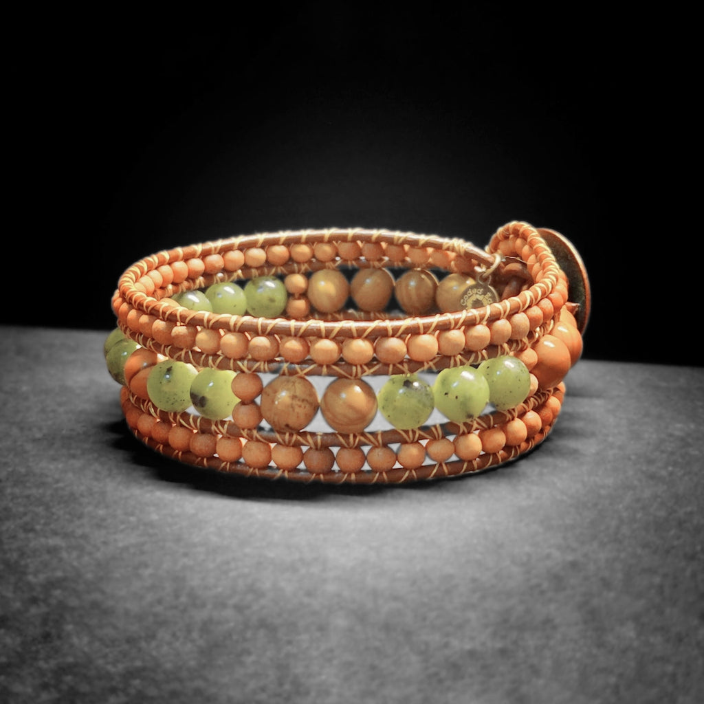 Canadian Jade & Sandalwood Cuff Bracelet - NovaSmartLinks