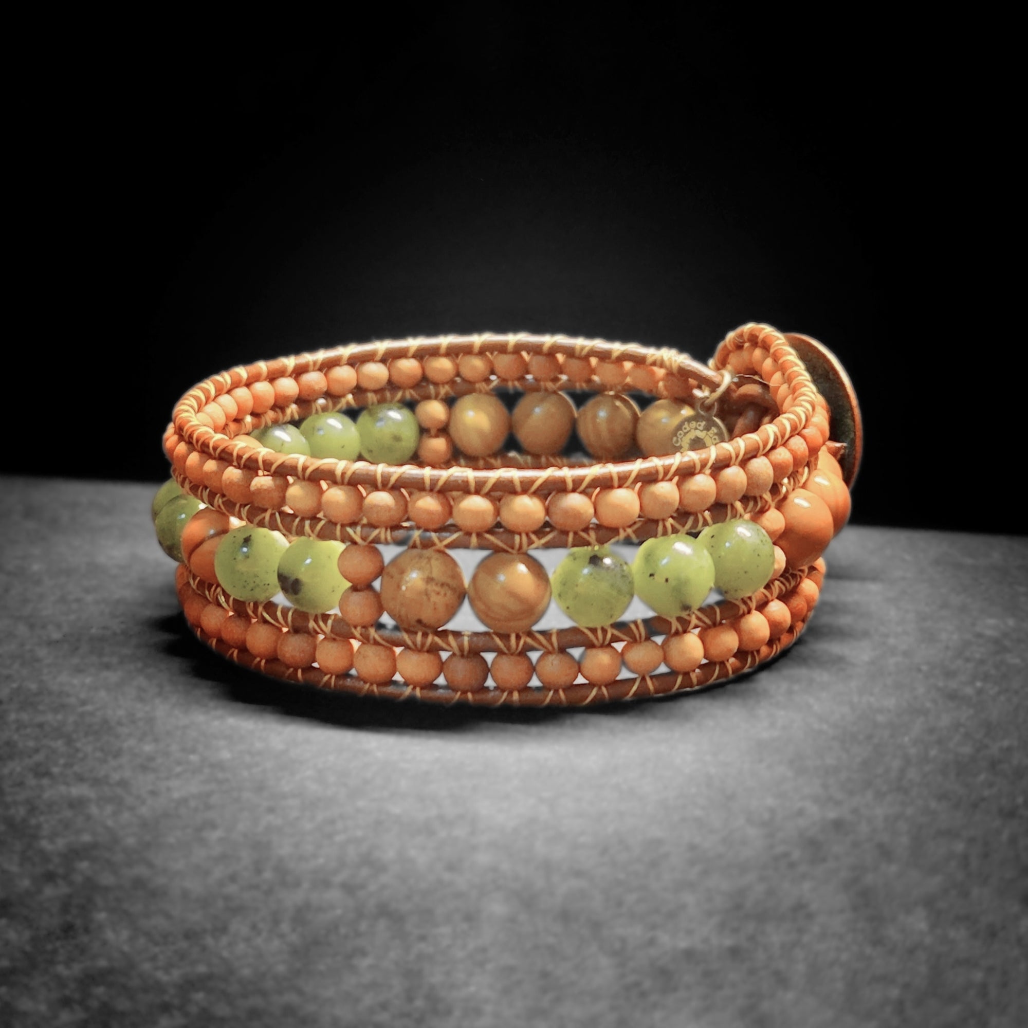 Canadian Jade & Sandalwood Cuff Bracelet - NovaSmartLinks