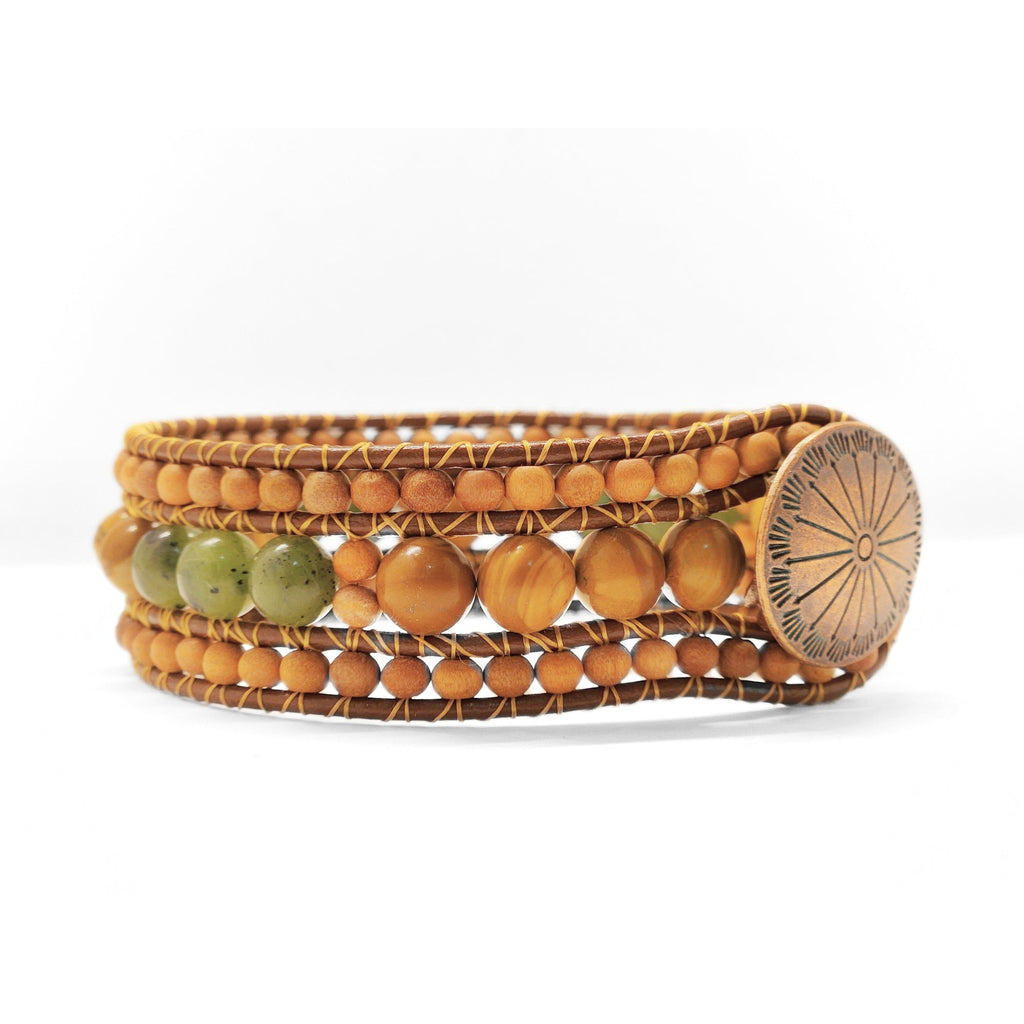 Canadian Jade & Sandalwood Cuff Bracelet - NovaSmartLinks
