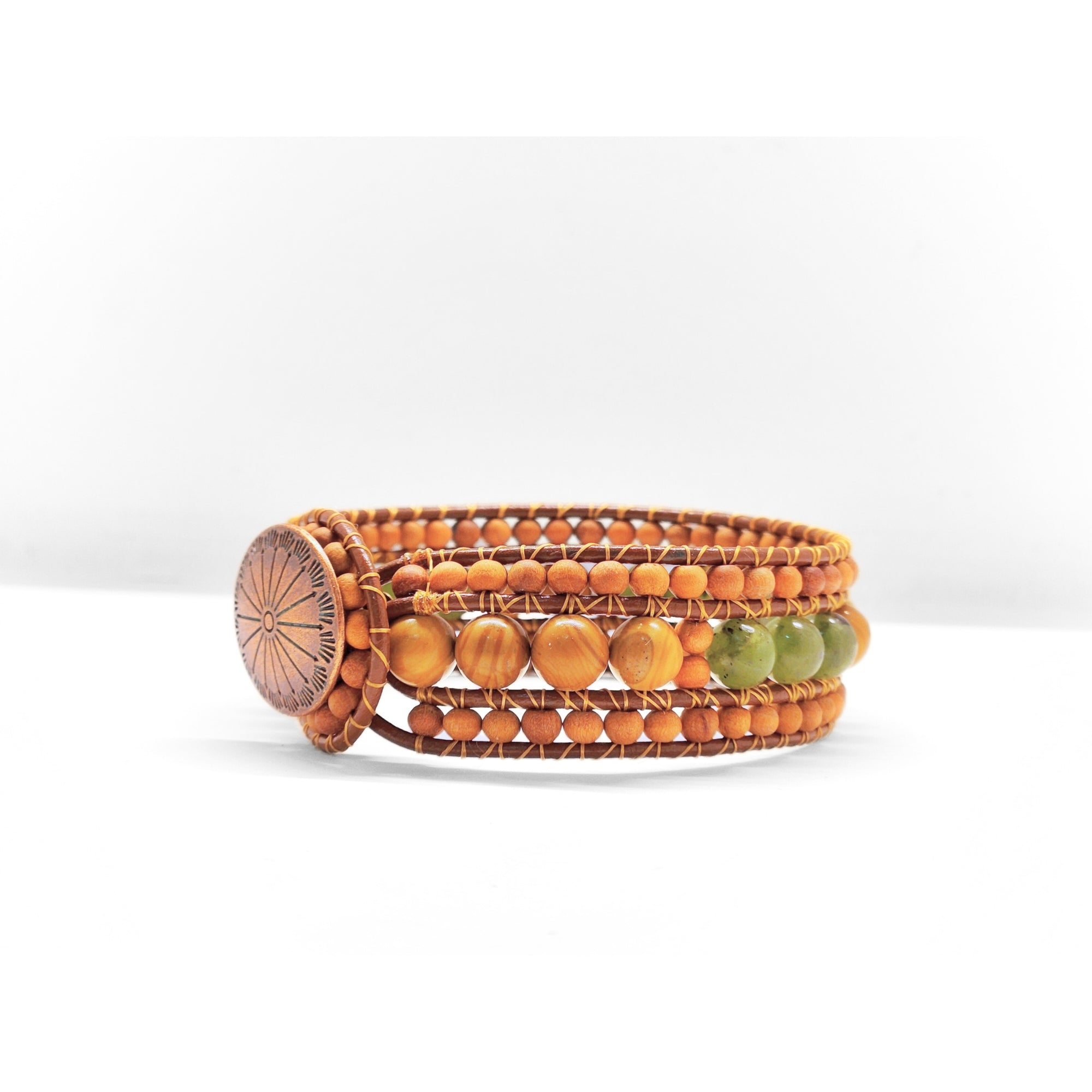 Canadian Jade & Sandalwood Cuff Bracelet - NovaSmartLinks