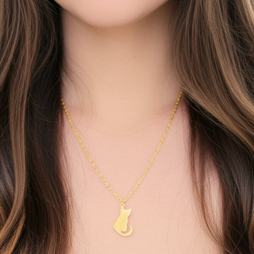 Cat Silhouette Necklace (Gold) - NovaSmartLinks