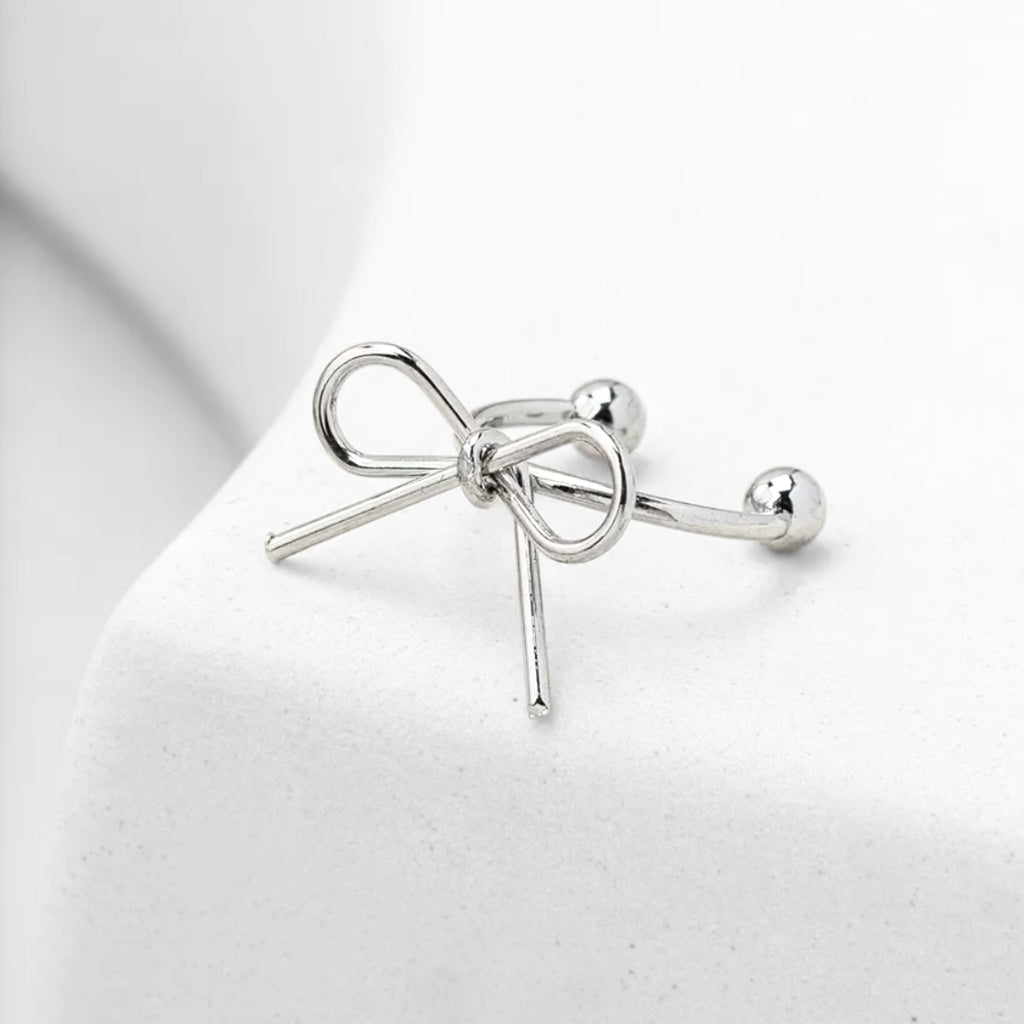 Dainty Bow Ear Cuff (Silver) - NovaSmartLinks