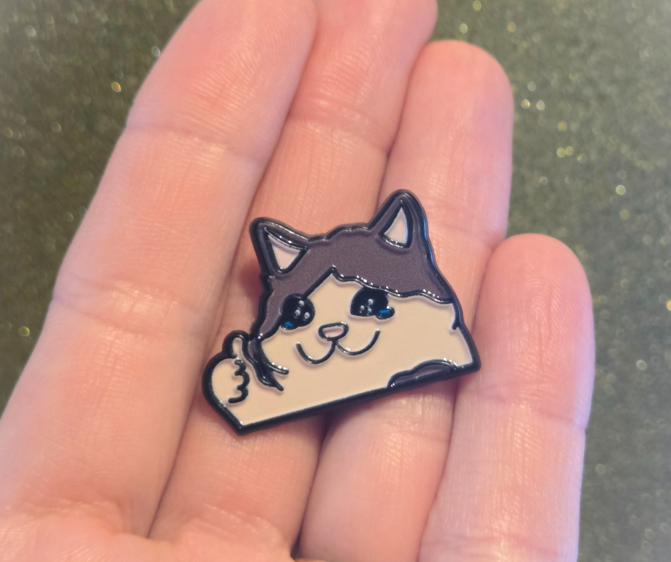 Doing Great! Sad Cat Thumbs Up Meme | Collectible Pin - NovaSmartLinks