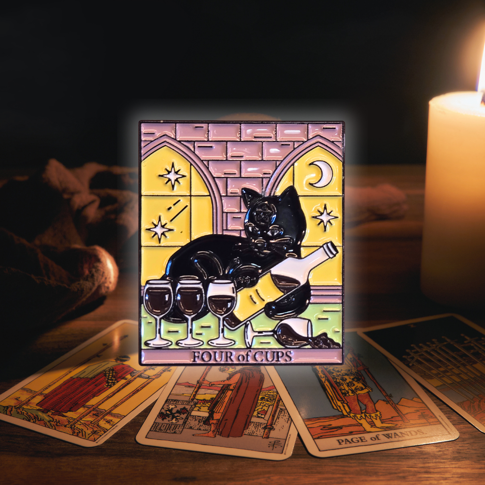 "Four of Cups" Cat Tarot Card | Collectible Pin - NovaSmartLinks