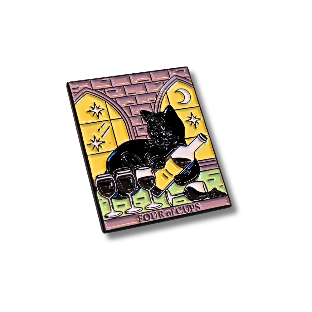 "Four of Cups" Cat Tarot Card | Collectible Pin - NovaSmartLinks