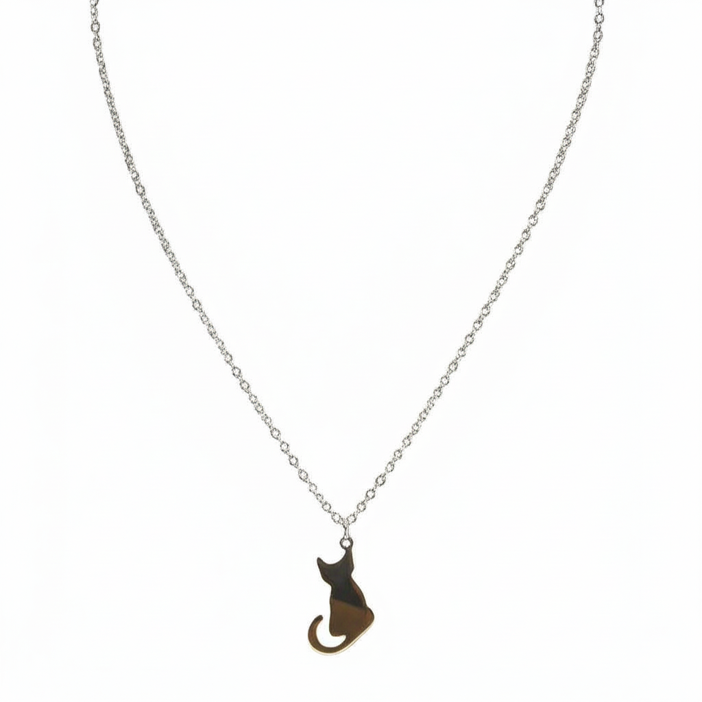 Cat Silhouette Necklace (Silver) - NovaSmartLinks