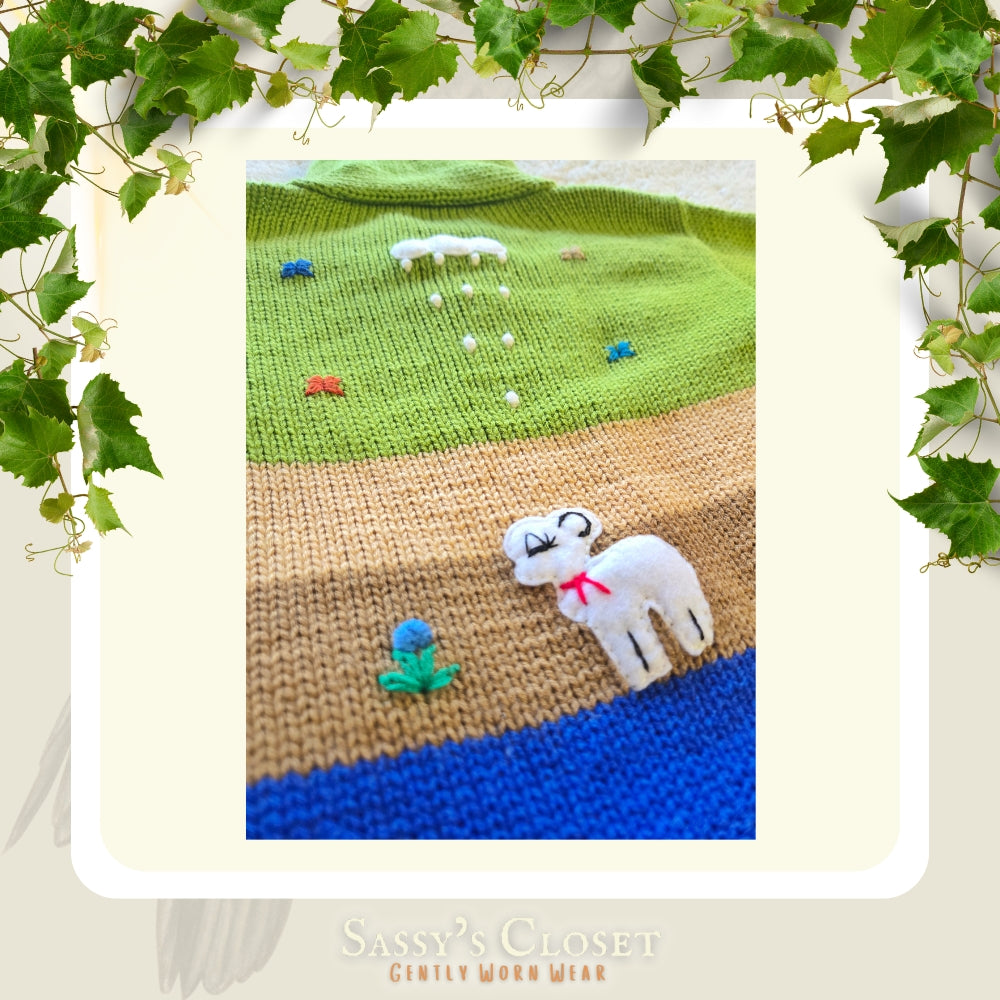 Kids Hand-Knit Alpaca Wool Sweater (Green) - NovaSmartLinks