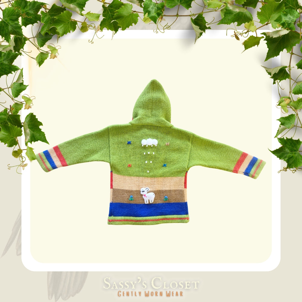 Kids Hand-Knit Alpaca Wool Sweater (Green) - NovaSmartLinks