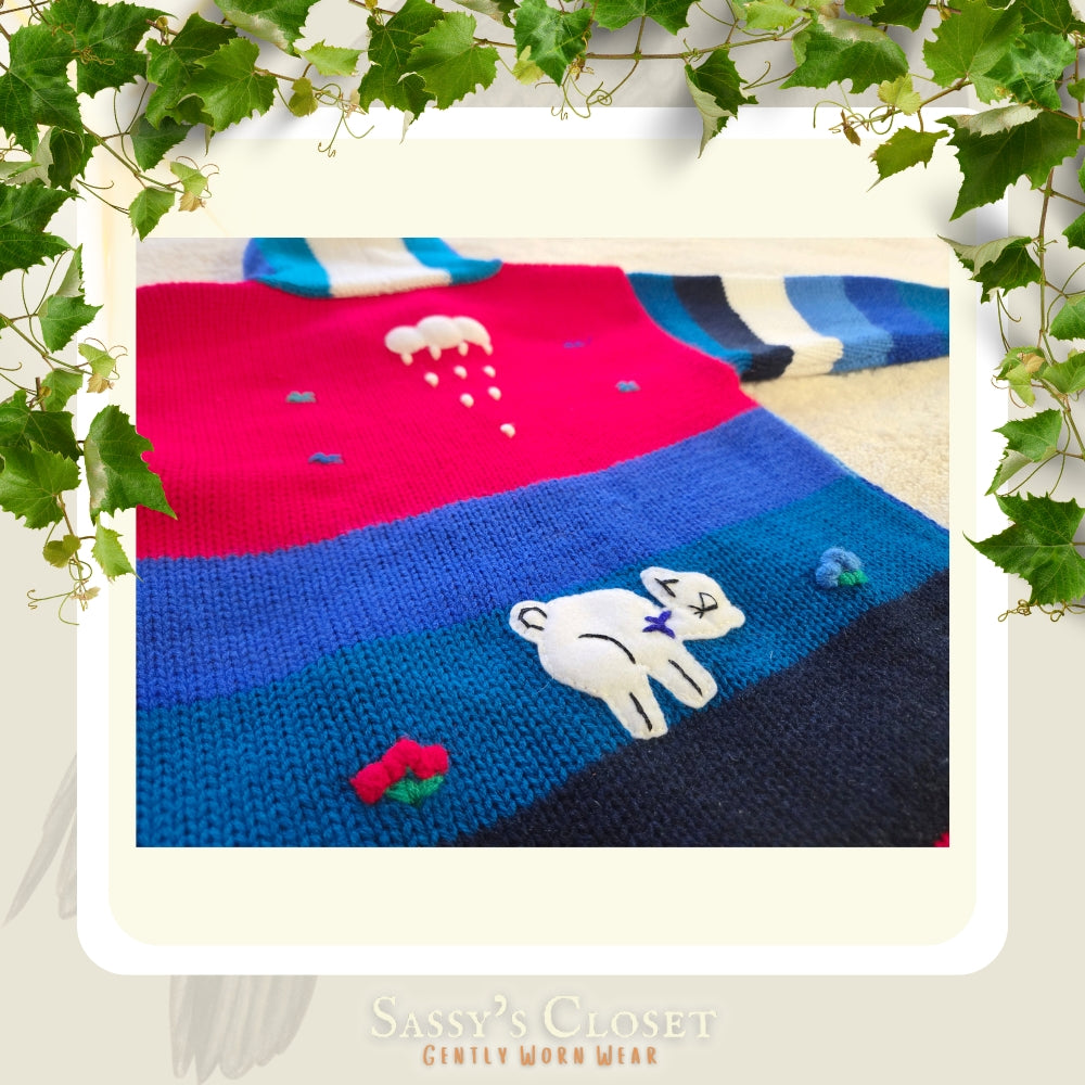 Kids Hand-Knit Alpaca Wool Sweater (Red) - NovaSmartLinks