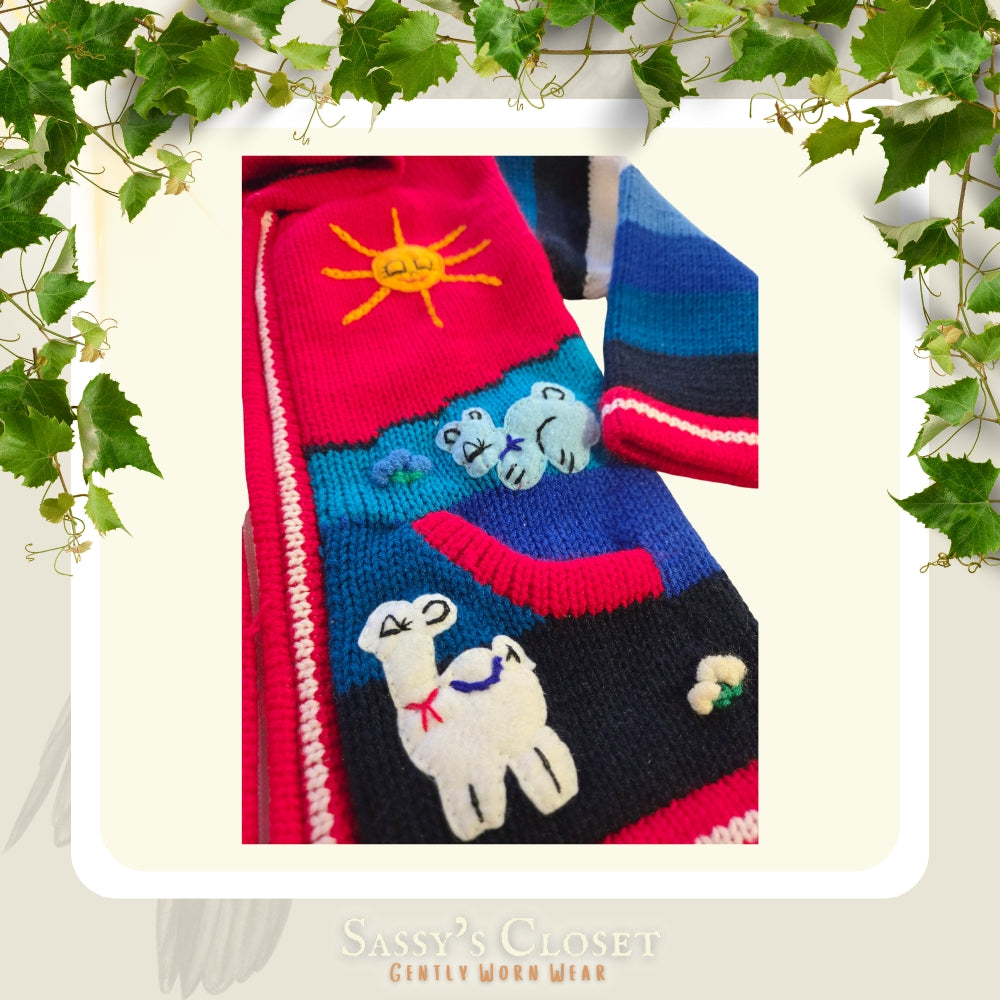 Kids Hand-Knit Alpaca Wool Sweater (Red) - NovaSmartLinks