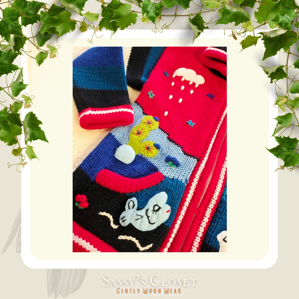 Kids Hand-Knit Alpaca Wool Sweater (Red) - NovaSmartLinks