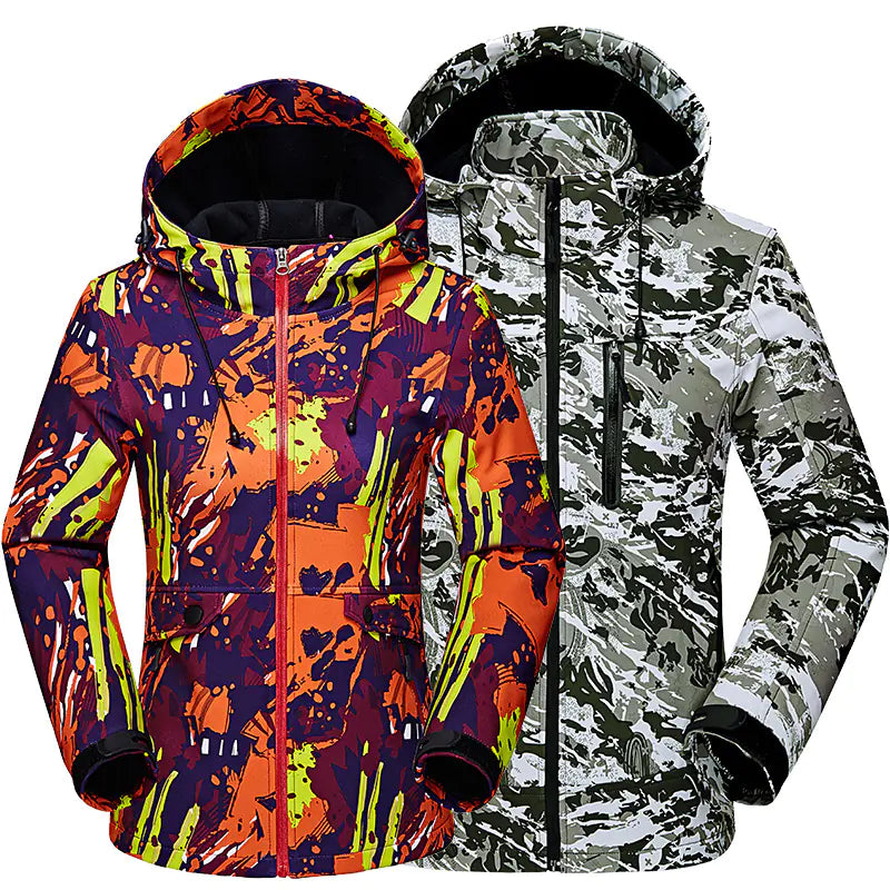 Outdoor Fleece Soft Shell Jackets for Couples (Camo) - NovaSmartLinks