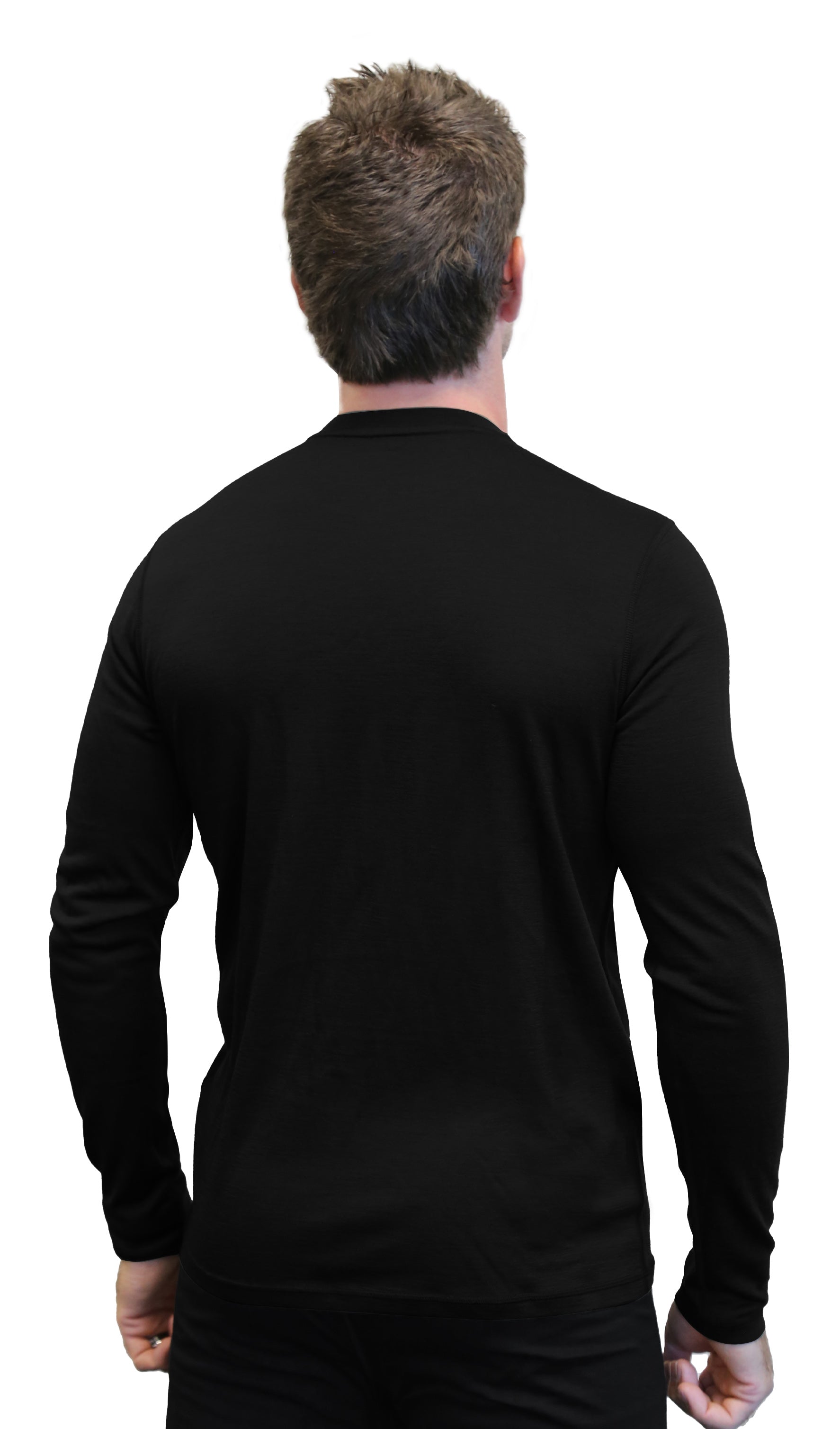 Men's 100% Merino Wool Long Sleeve Crew Neck Shirt 190 GSM - NovaSmartLinks