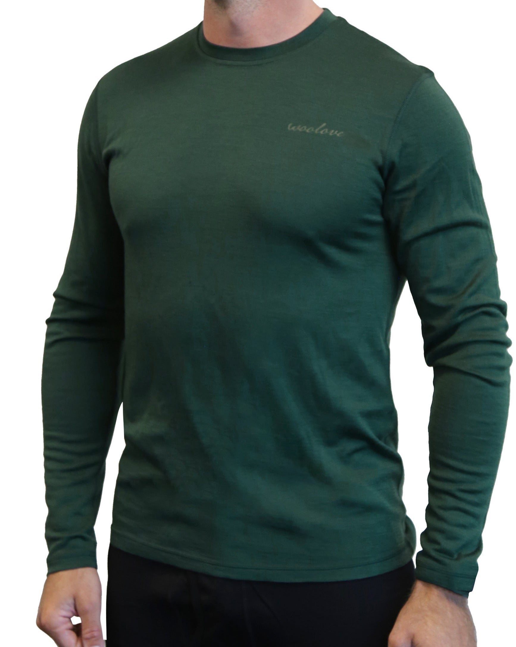 Men's 100% Merino Wool Long Sleeve Crew Neck Shirt 190 GSM - NovaSmartLinks