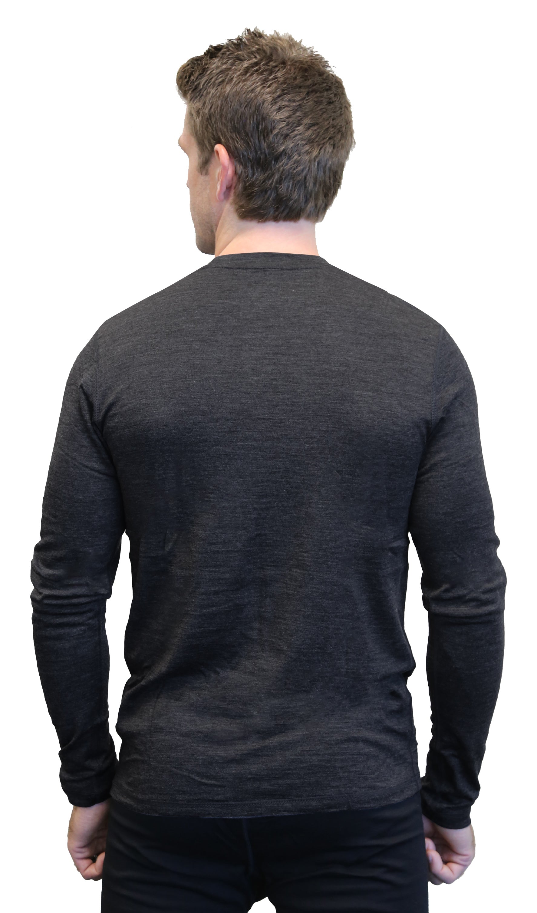 Men's 100% Merino Wool Long Sleeve Crew Neck Shirt 190 GSM - NovaSmartLinks