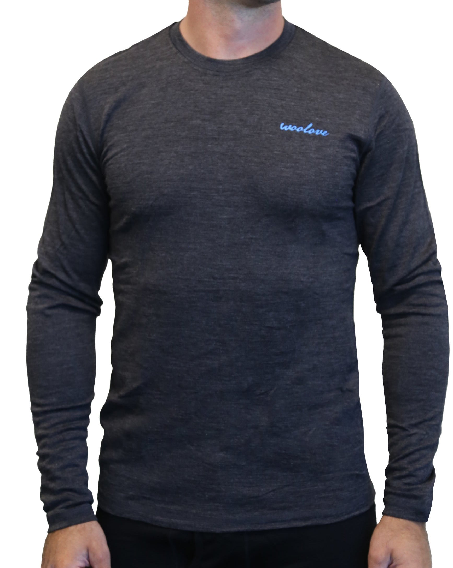 Men's 100% Merino Wool Long Sleeve Crew Neck Shirt 190 GSM - NovaSmartLinks