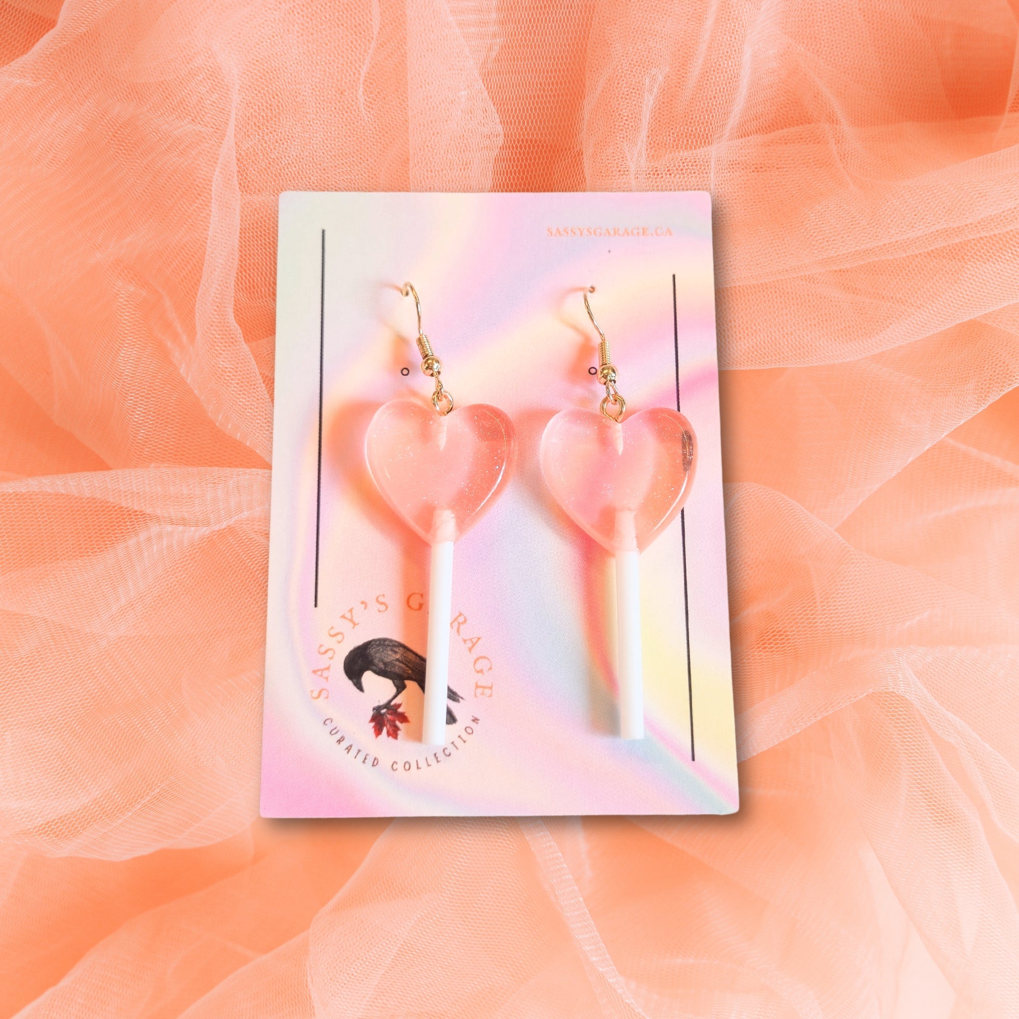 Lollipop Earrings (Peach Hearts) - NovaSmartLinks